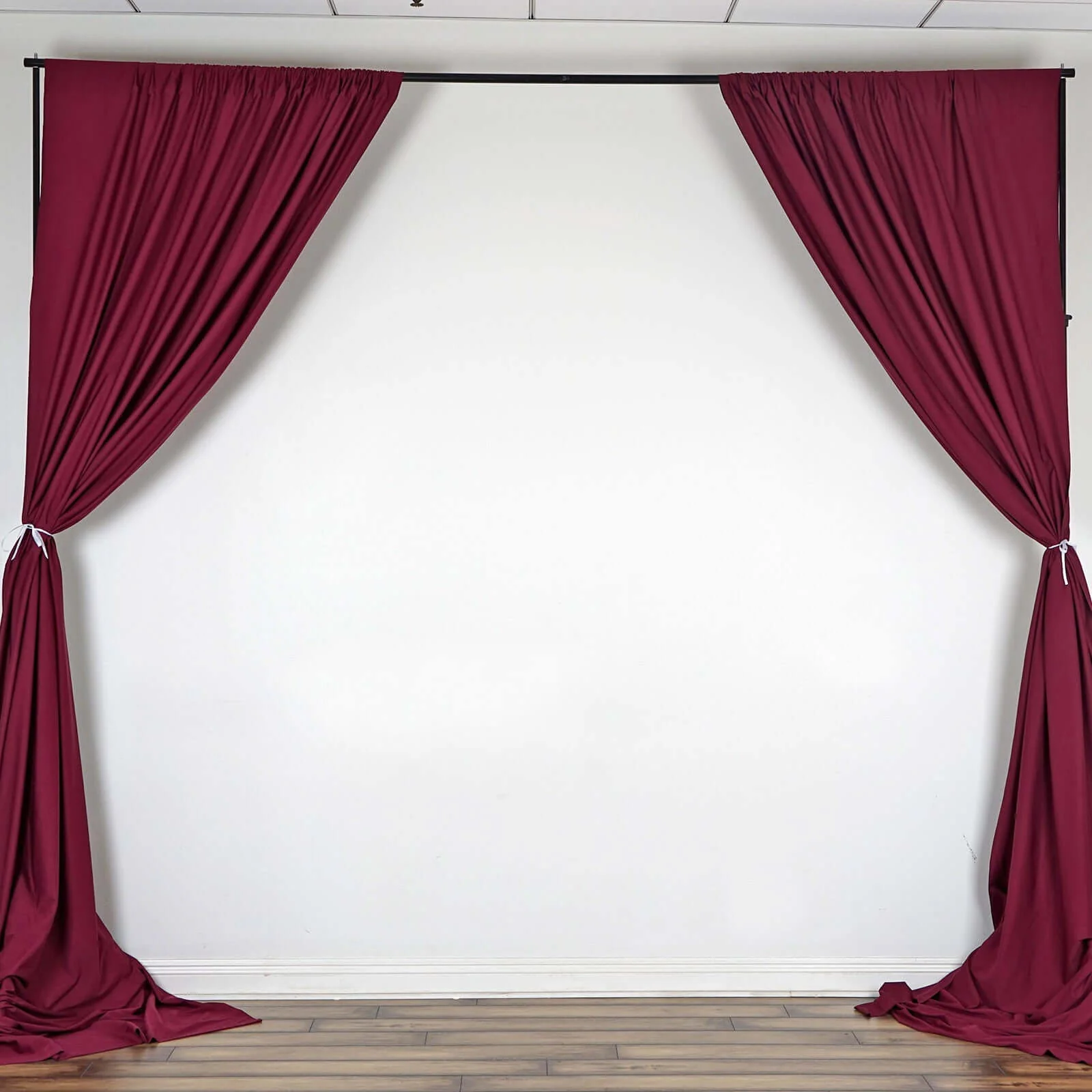 2 Pack 5ftx10ft Burgundy Scuba Polyester Backdrop Drape Curtains, Durable Flame Resistant Event Divider Panels Wrinkle Free With Rod Pockets - Image 6
