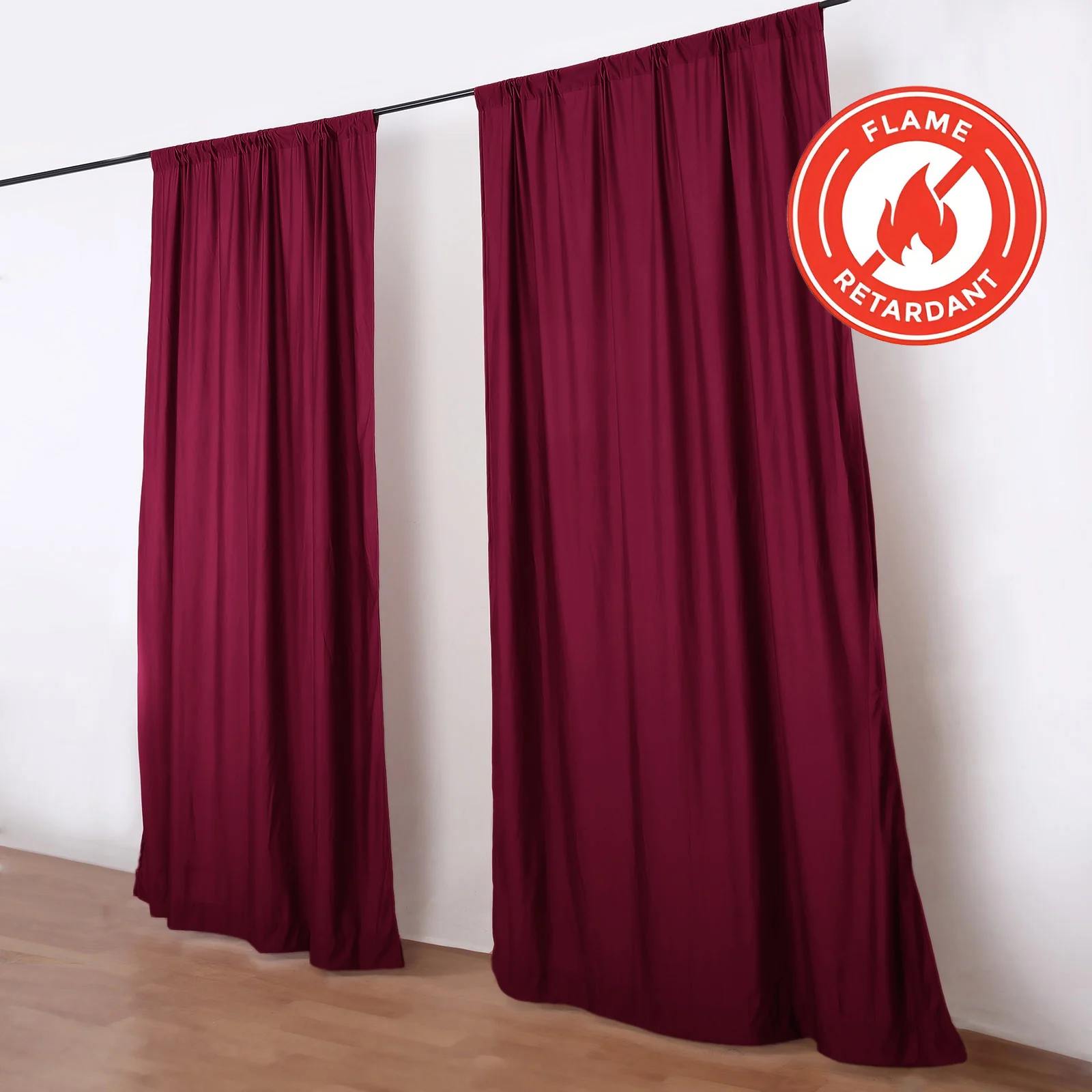 2 Pack 5ftx10ft Burgundy Scuba Polyester Backdrop Drape Curtains, Durable Flame Resistant Event Divider Panels Wrinkle Free With Rod Pockets - Image 7