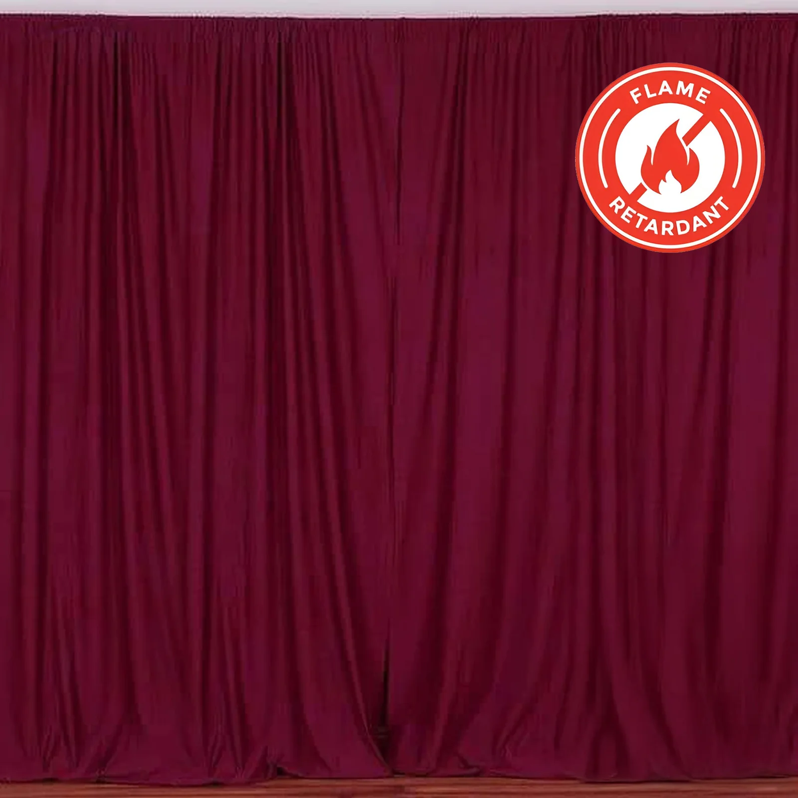 2 Pack 5ftx10ft Burgundy Scuba Polyester Backdrop Drape Curtains, Durable Flame Resistant Event Divider Panels Wrinkle Free With Rod Pockets - Image 8