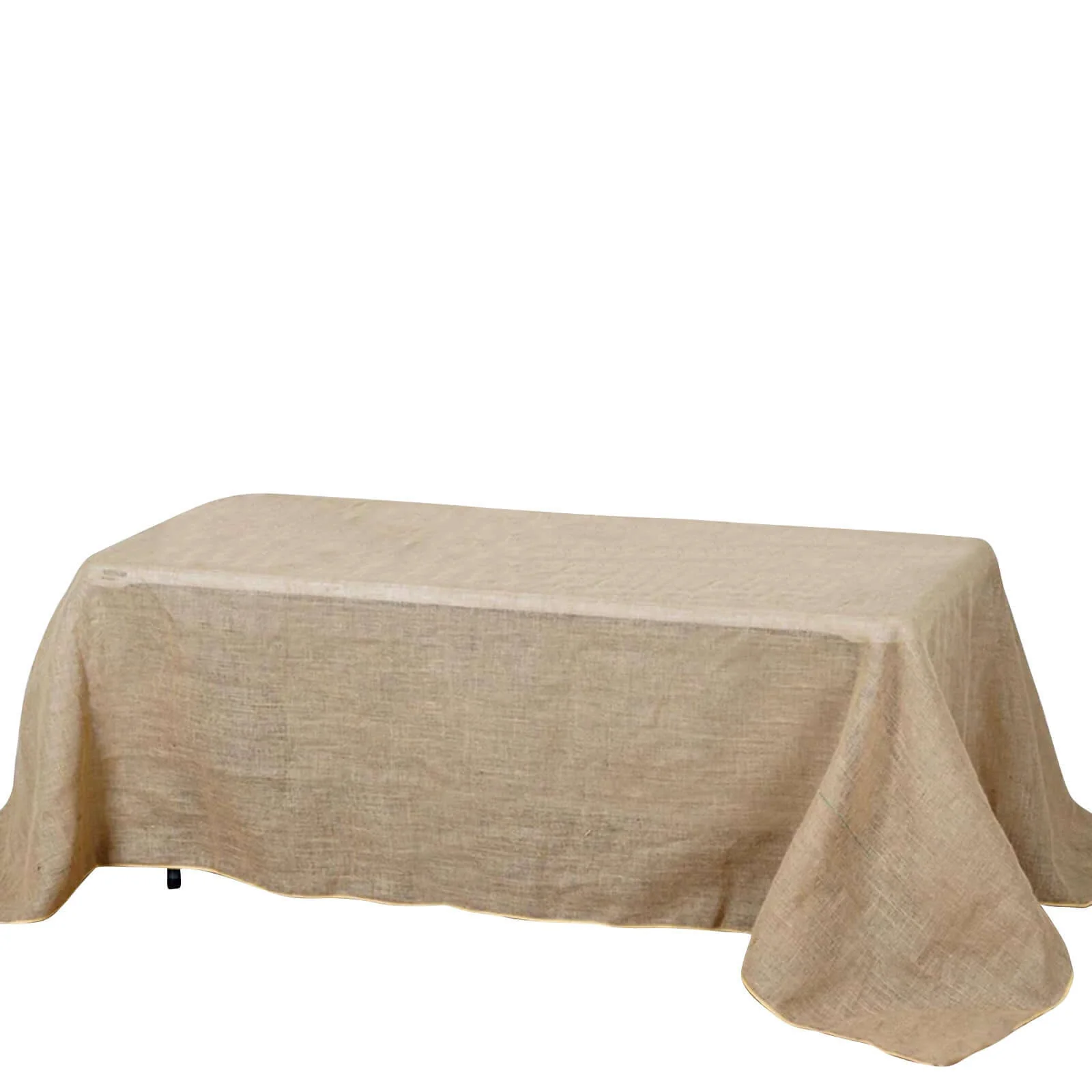 Burlap Jute Rectangle Tablecloth 90"x132" Natural - Rustic Boho Chic Seamless Table Linen - Image 5