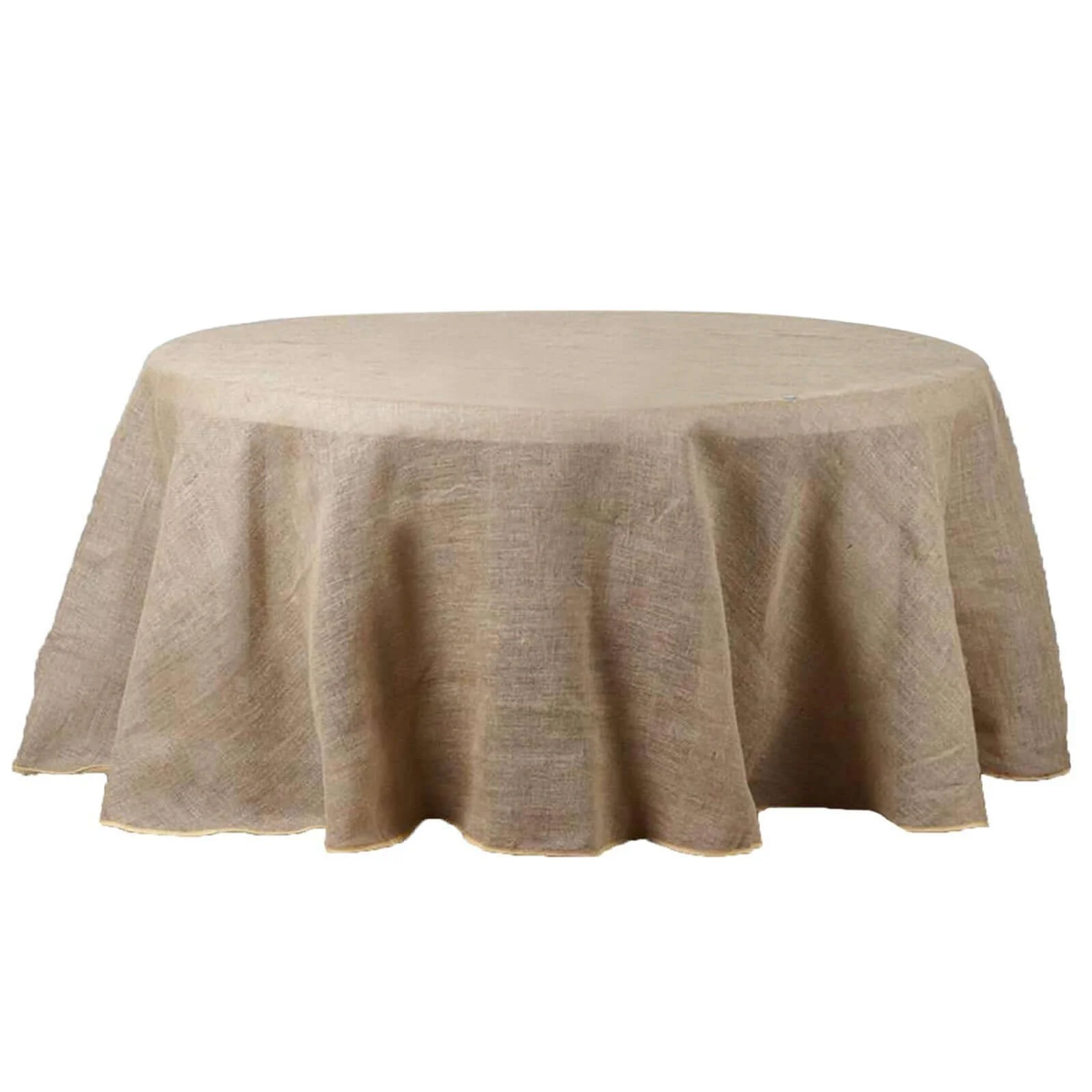 Burlap Jute Round Tablecloth 108" Natural - Rustic Boho Chic Table Linen - Image 3