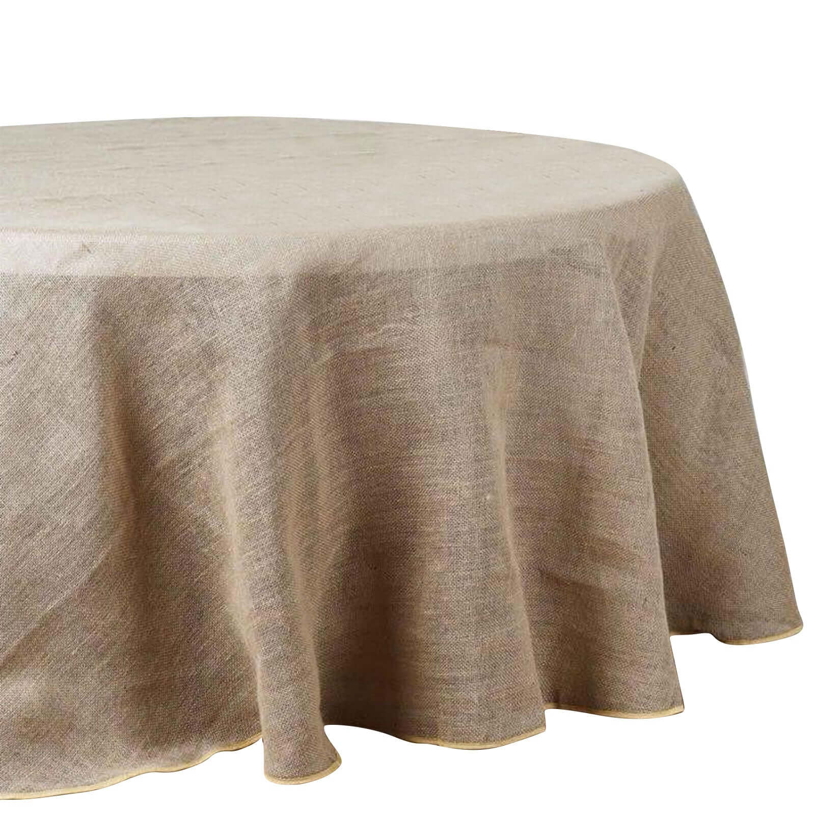 Burlap Jute Round Tablecloth 90" Natural - Rustic Boho Chic Table Linen - Image 4
