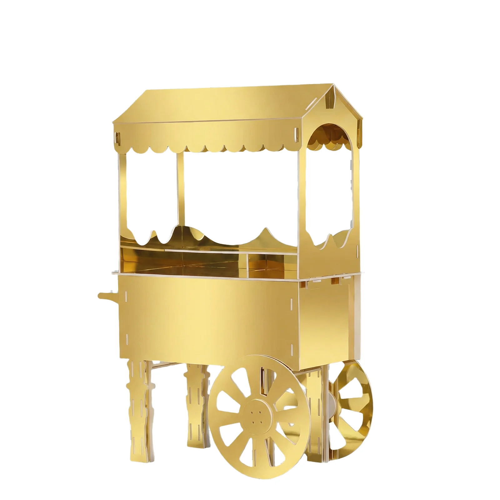 6ft Candy Cart Gold Mirrored Display Stand with Wheels and Shelf, Dessert Cart for Event Decor - Image 2