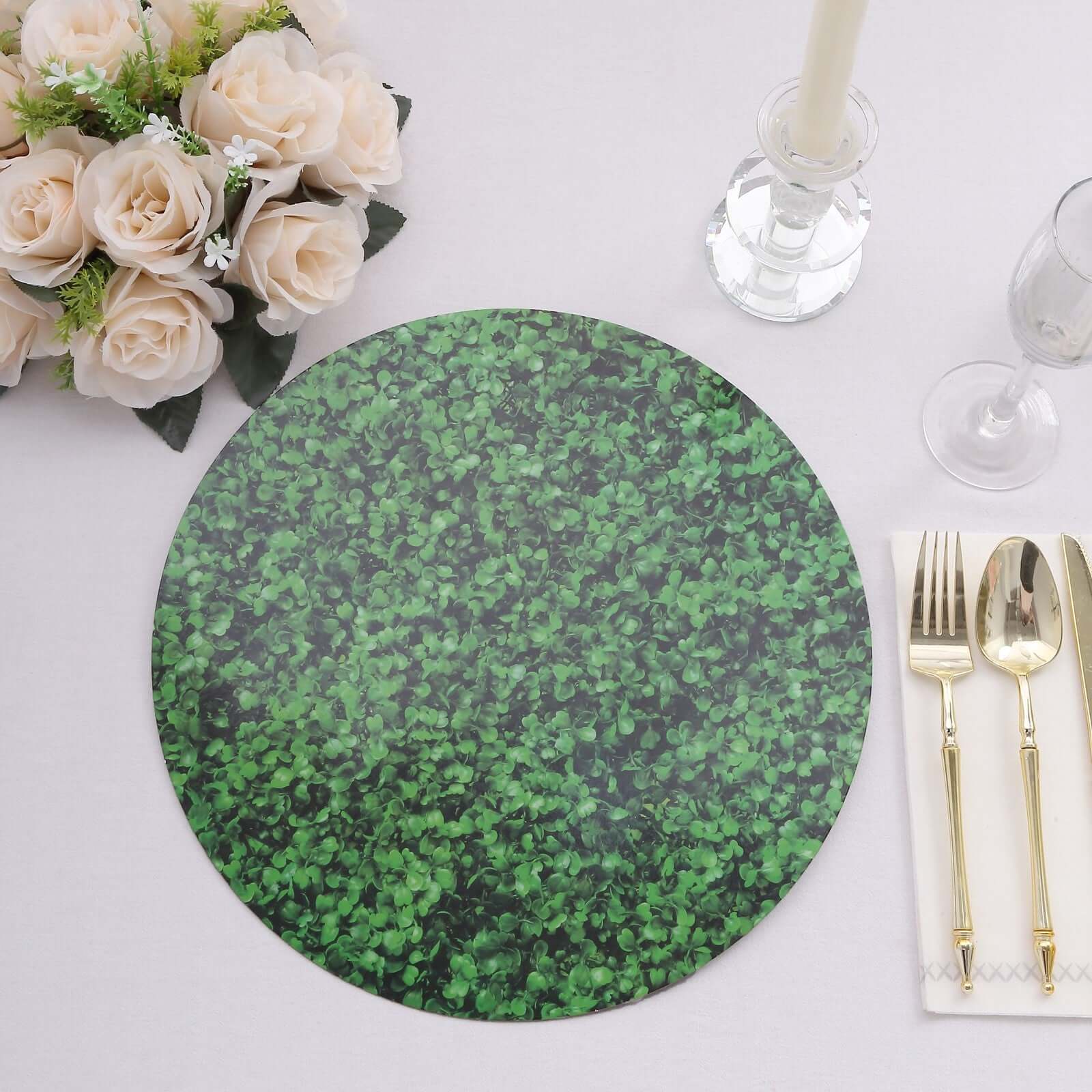 6-Pack Disposable Table Placemats 13" Green Boxwood Leaf Print - 700GSM Cardboard Placemats for Botanical & Garden Theme Parties - Image 4