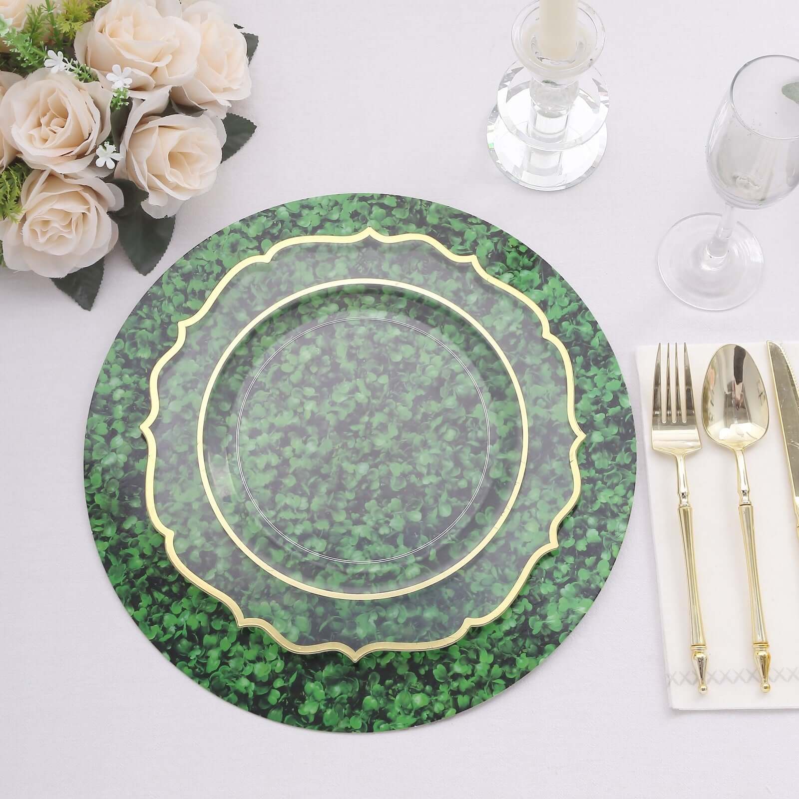 6-Pack Disposable Table Placemats 13" Green Boxwood Leaf Print - 700GSM Cardboard Placemats for Botanical & Garden Theme Parties - Image 5
