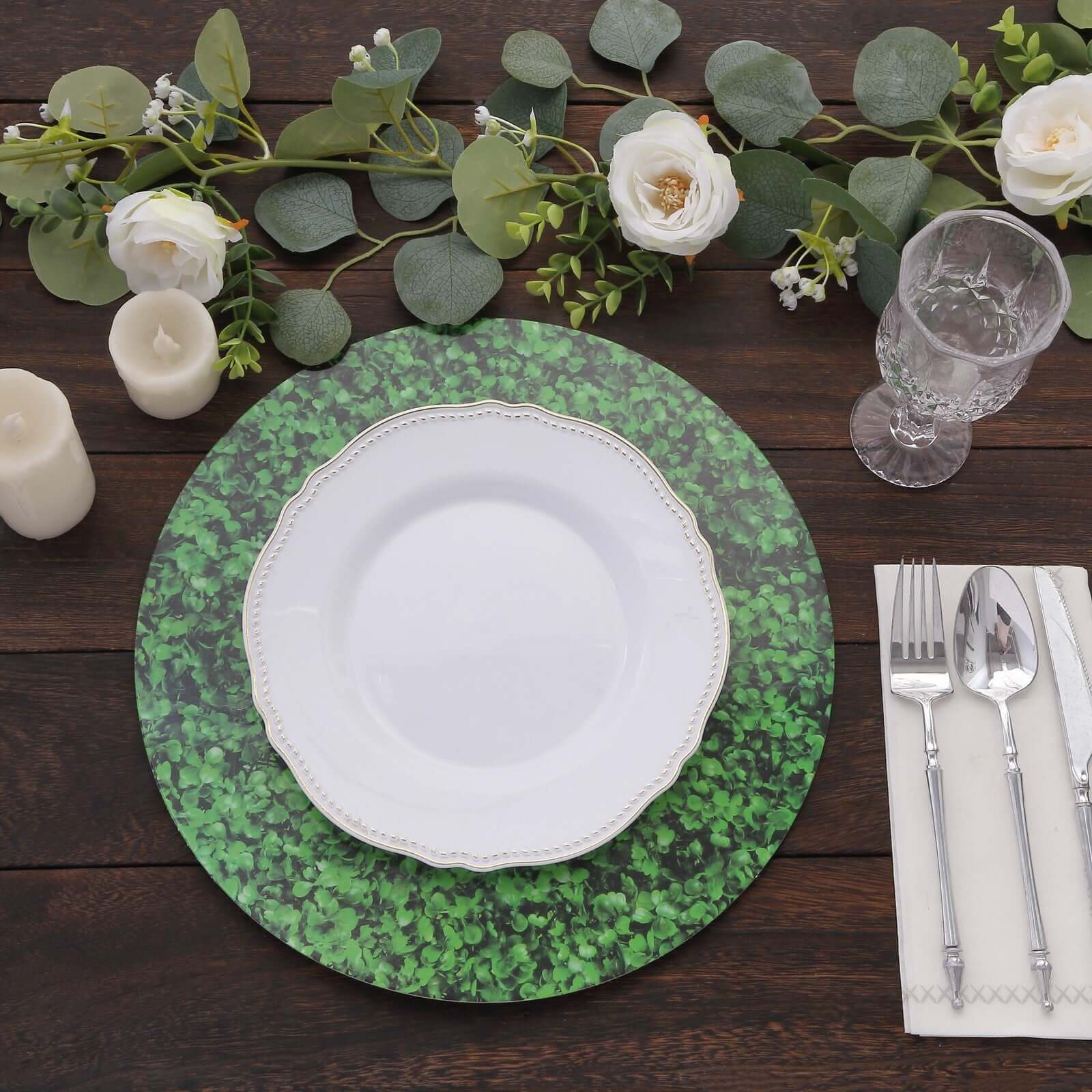 6-Pack Disposable Table Placemats 13" Green Boxwood Leaf Print - 700GSM Cardboard Placemats for Botanical & Garden Theme Parties - Image 9