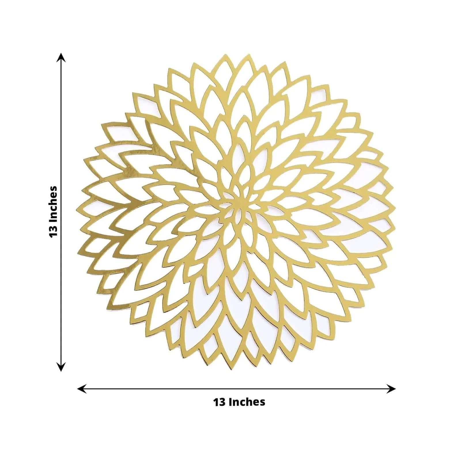 6-Pack Disposable Table Placemats 13" Metallic Gold Laser Cut Hibiscus Flower Design - 400GSM Cardboard Placemats for Upscale Events - Image 3