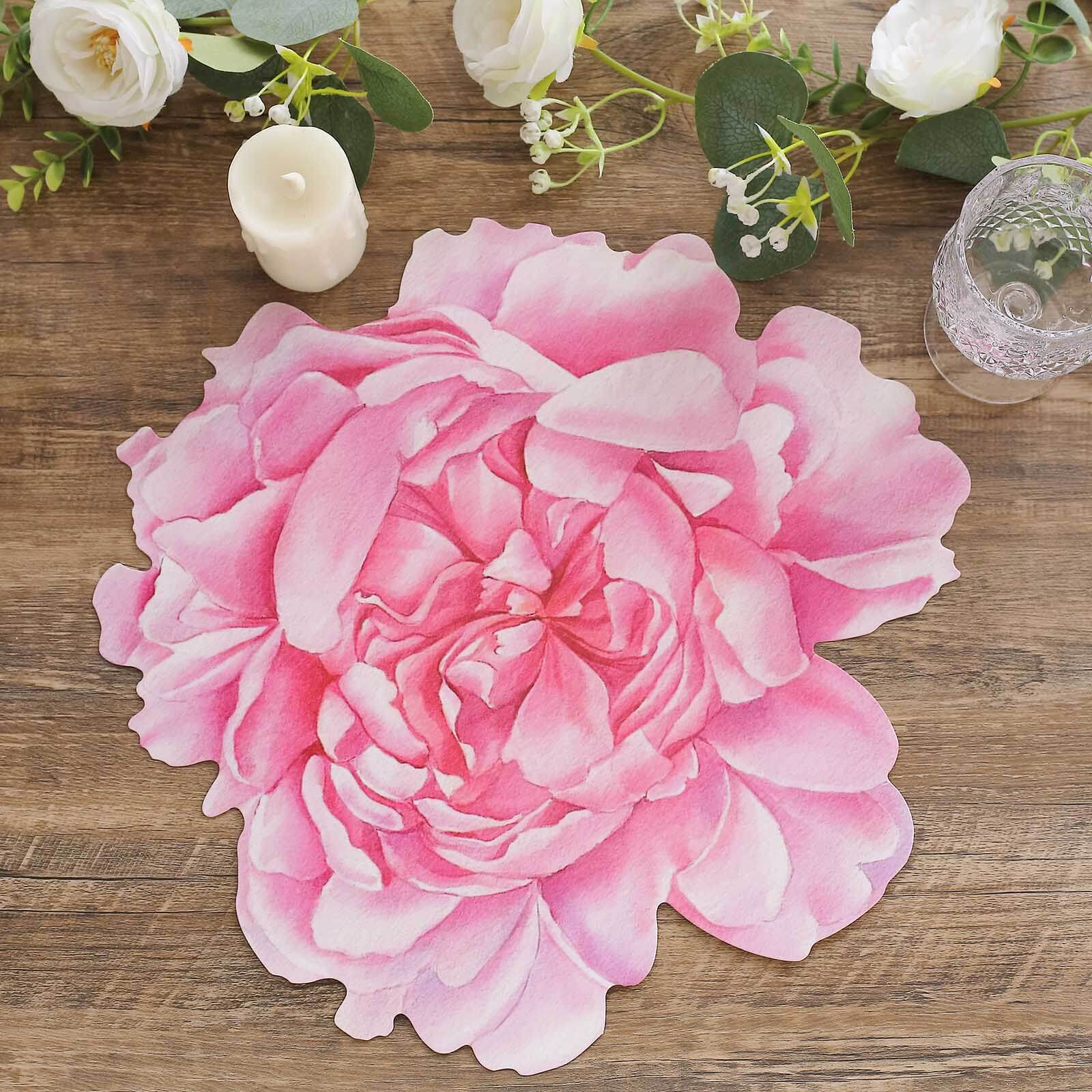 10-Pack Disposable Table Placemats 14" Pink Peony Flower Print - 400GSM Cardboard Placemats for Dinner Parties & Banquets - Image 5