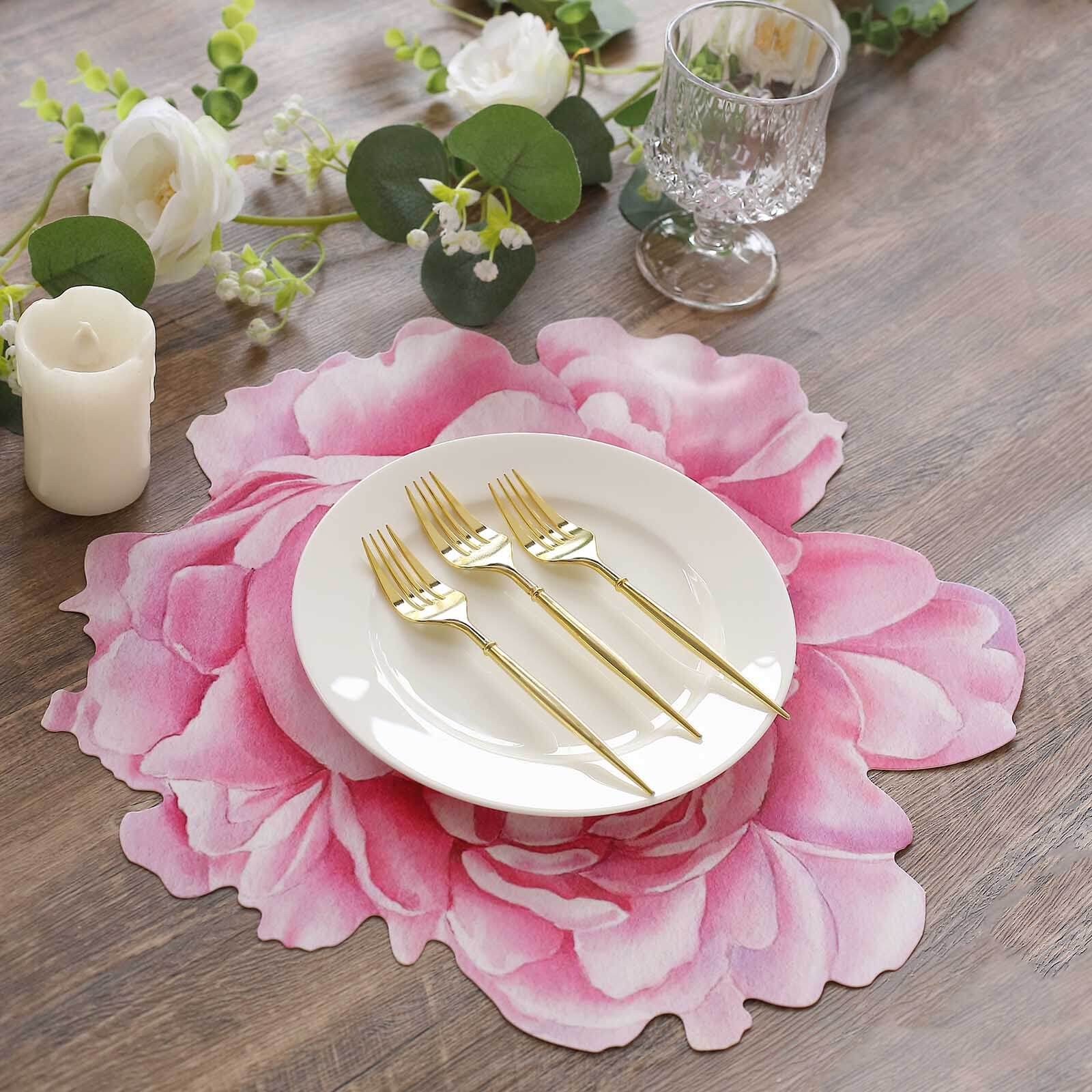 10-Pack Disposable Table Placemats 14" Pink Peony Flower Print - 400GSM Cardboard Placemats for Dinner Parties & Banquets - Image 6