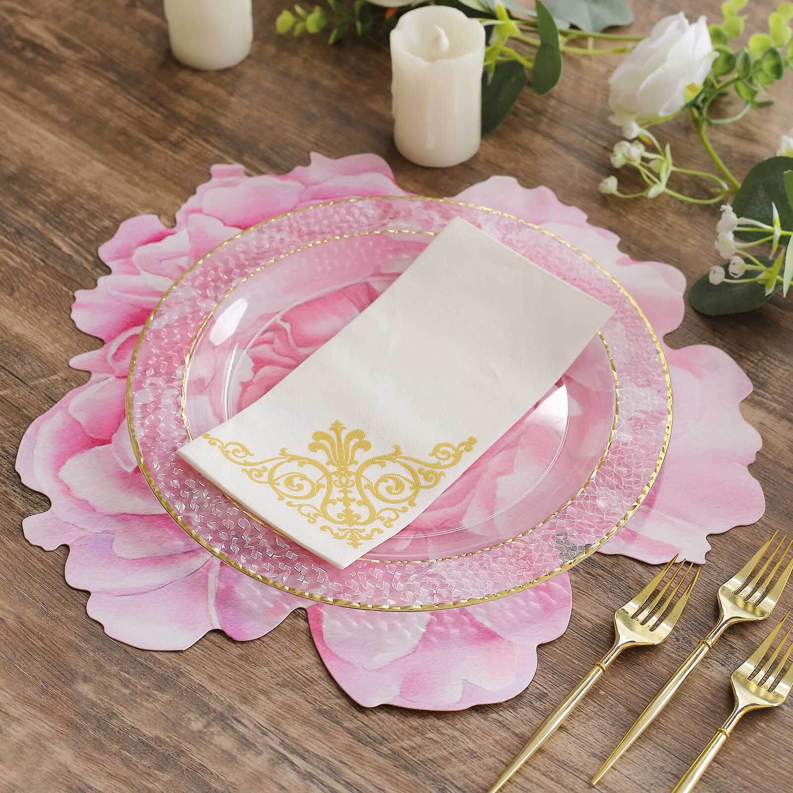 10-Pack Disposable Table Placemats 14" Pink Peony Flower Print - 400GSM Cardboard Placemats for Dinner Parties & Banquets - Image 8