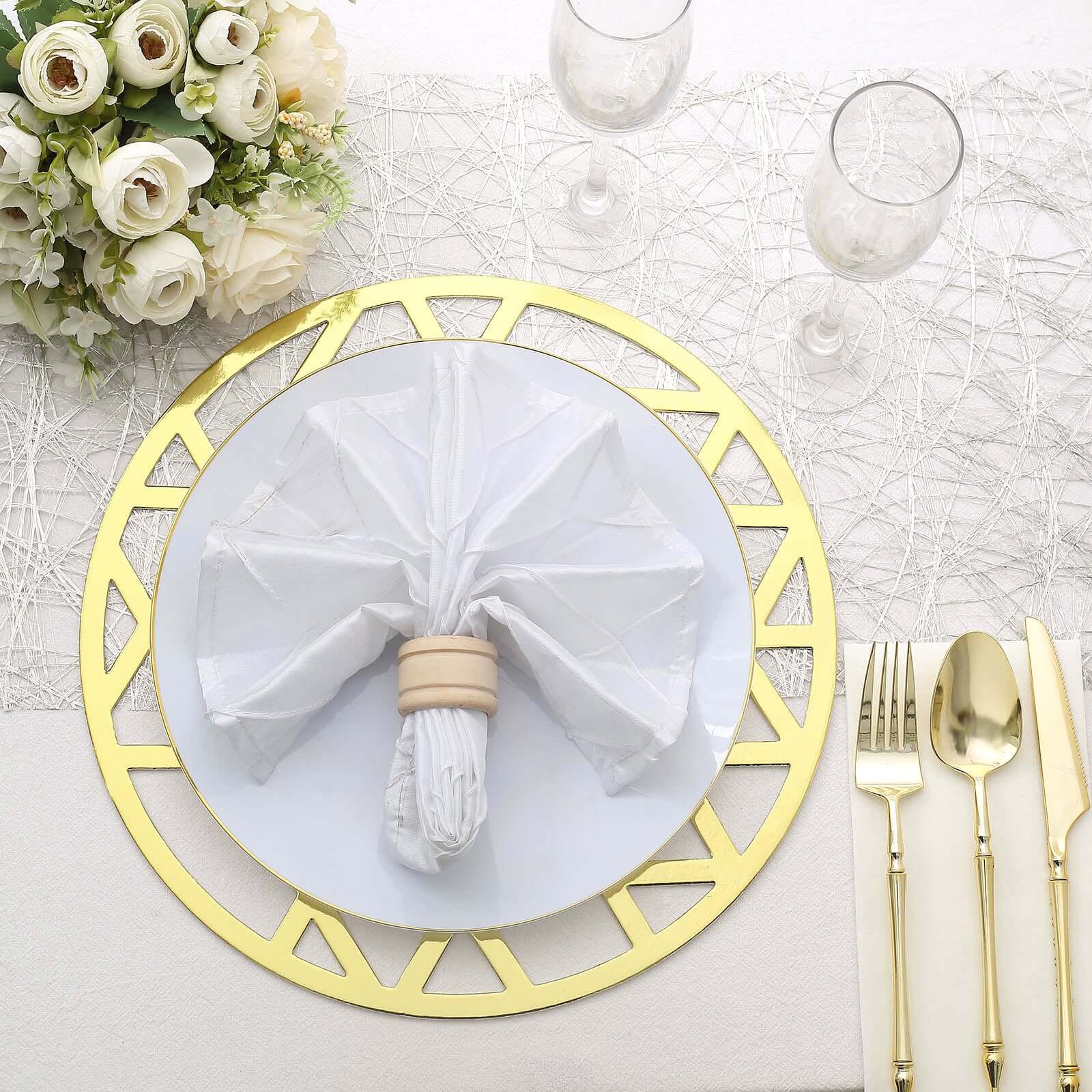 6-Pack Disposable Table Placemats 13" Metallic Gold Laser Cut Geometric Triangle Design - 700GSM Cardboard Placemats for Upscale Occasions - Image 8