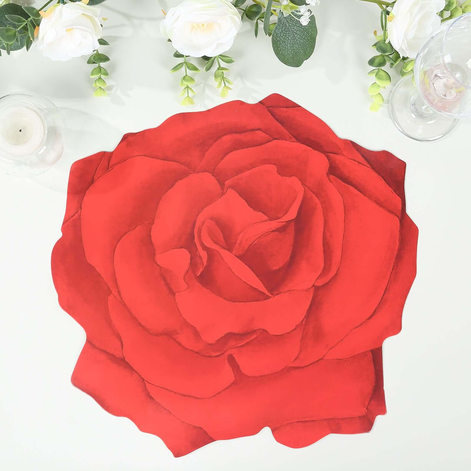 10-Pack Disposable Table Placemats 14" Red Rose Flower Design - 400GSM Floral Cardboard Placemats for Romantic Dinners & Weddings - Image 6