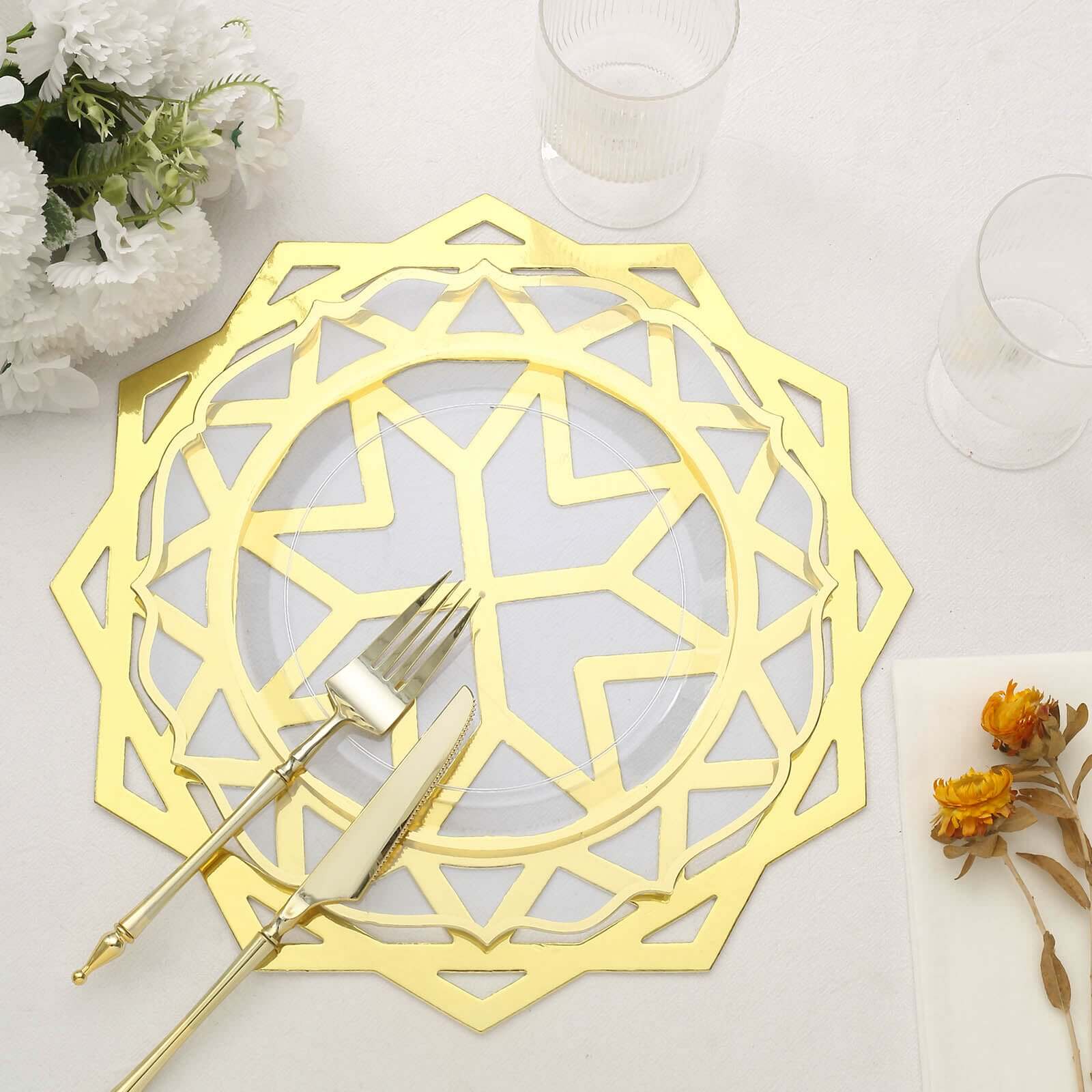 6-Pack Disposable Table Placemats 13" Metallic Gold Laser Cut Geometric Star Design - 700GSM Cardboard Placemats for Upscale Occasions - Image 10