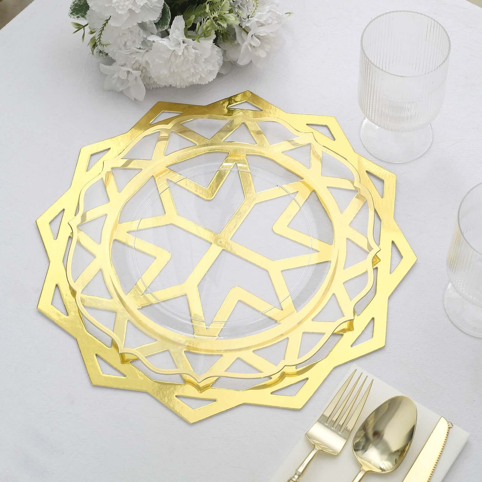 6-Pack Disposable Table Placemats 13" Metallic Gold Laser Cut Geometric Star Design - 700GSM Cardboard Placemats for Upscale Occasions - Image 12