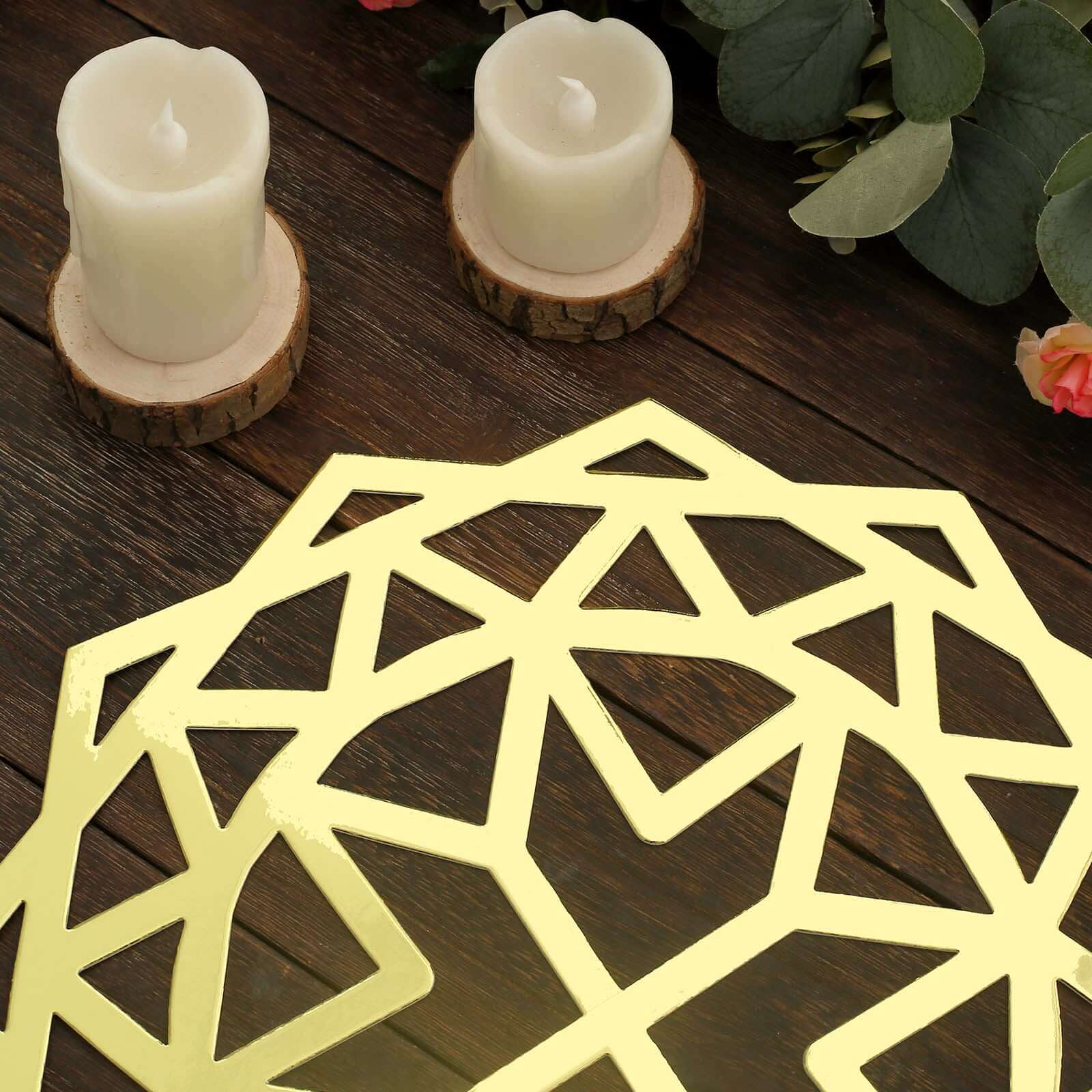 6-Pack Disposable Table Placemats 13" Metallic Gold Laser Cut Geometric Star Design - 700GSM Cardboard Placemats for Upscale Occasions - Image 13