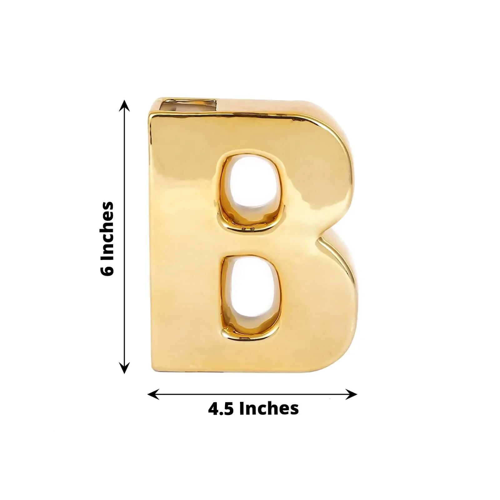 Ceramic Letter "B" Vase Shiny Gold Plated 6" - Stylish Bud Planter Pot for Table Centerpieces - Image 3