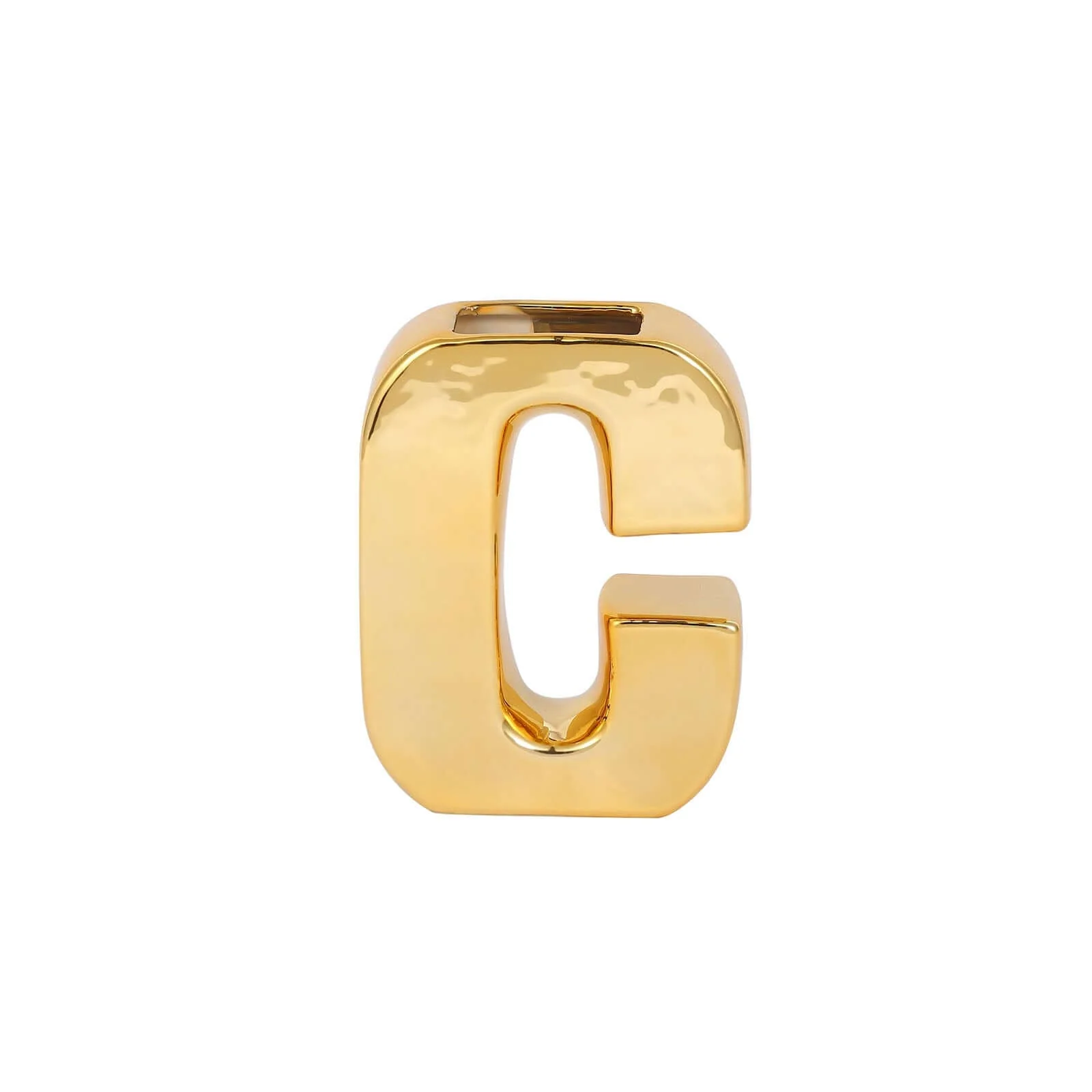 Ceramic Letter "C" Vase Shiny Gold Plated 6" - Stylish Bud Planter Pot for Table Centerpieces - Image 6