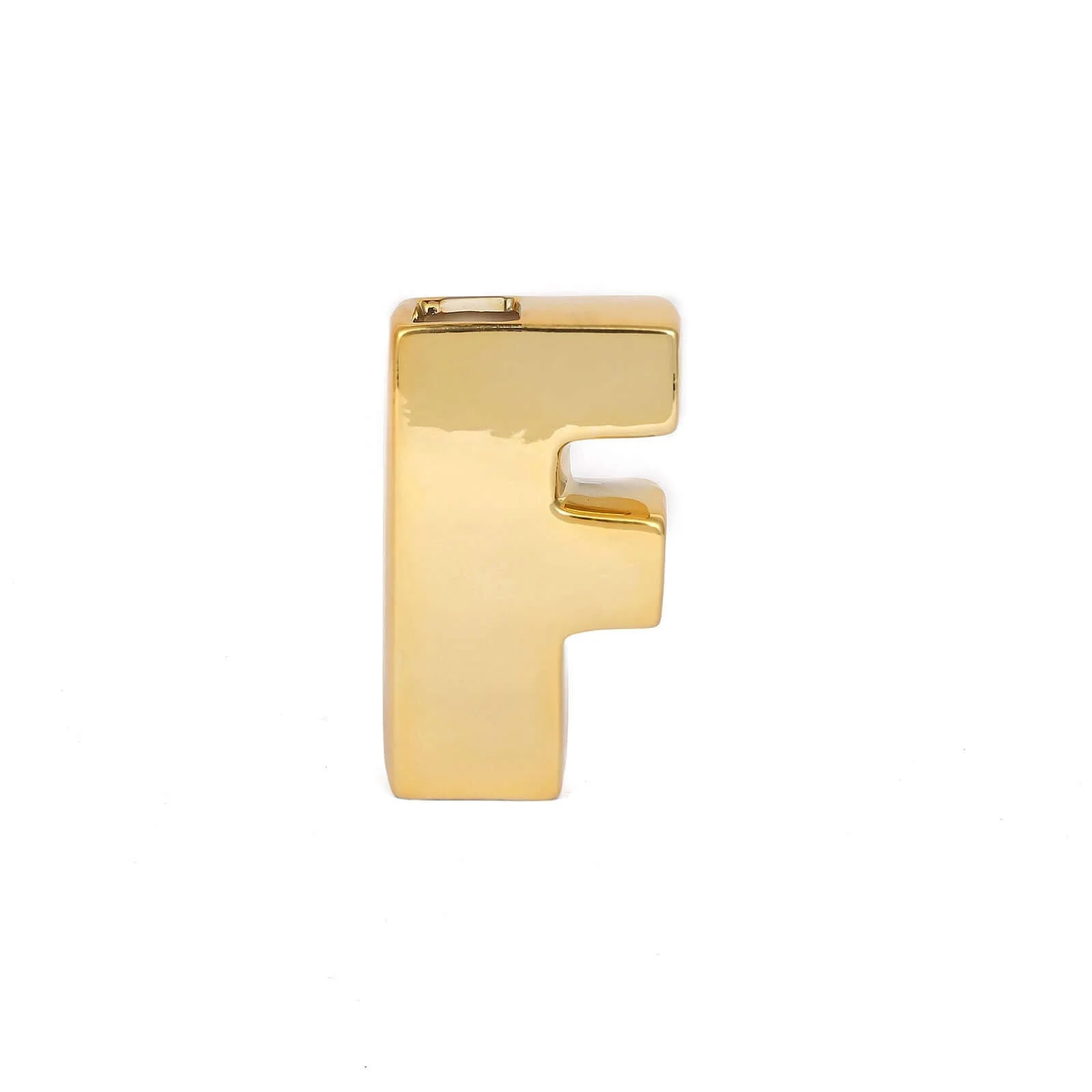 Ceramic Letter "F" Vase Shiny Gold Plated 6" - Stylish Bud Planter Pot for Table Centerpieces - Image 6