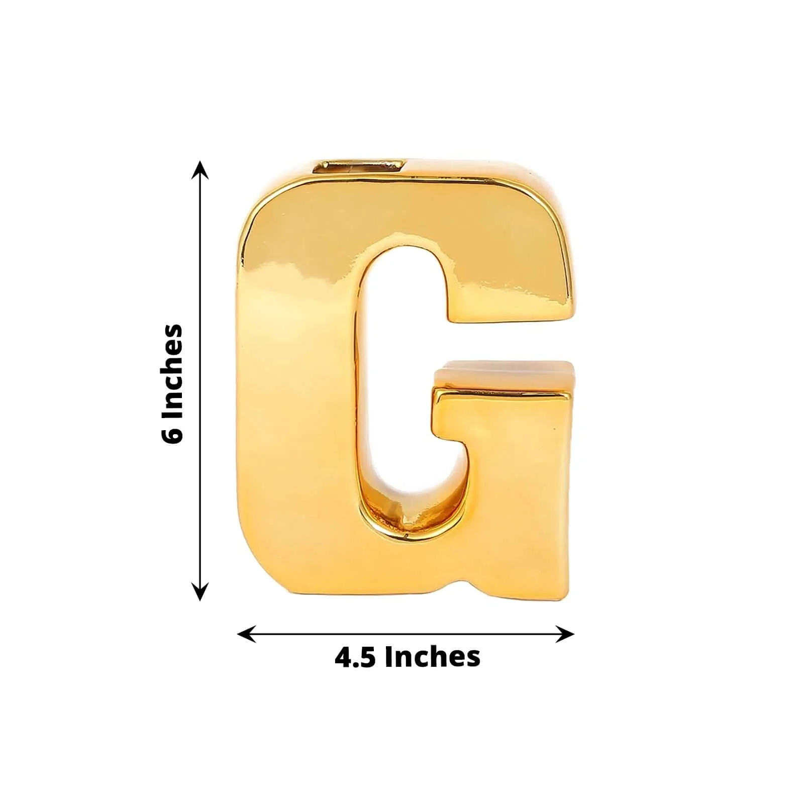 Ceramic Letter "G" Vase Shiny Gold Plated 6" - Stylish Bud Planter Pot for Table Centerpieces - Image 3
