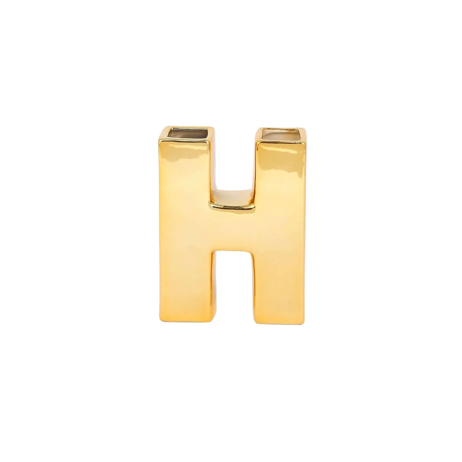 Ceramic Letter "H" Vase Shiny Gold Plated 6" - Stylish Bud Planter Pot for Table Centerpieces - Image 6