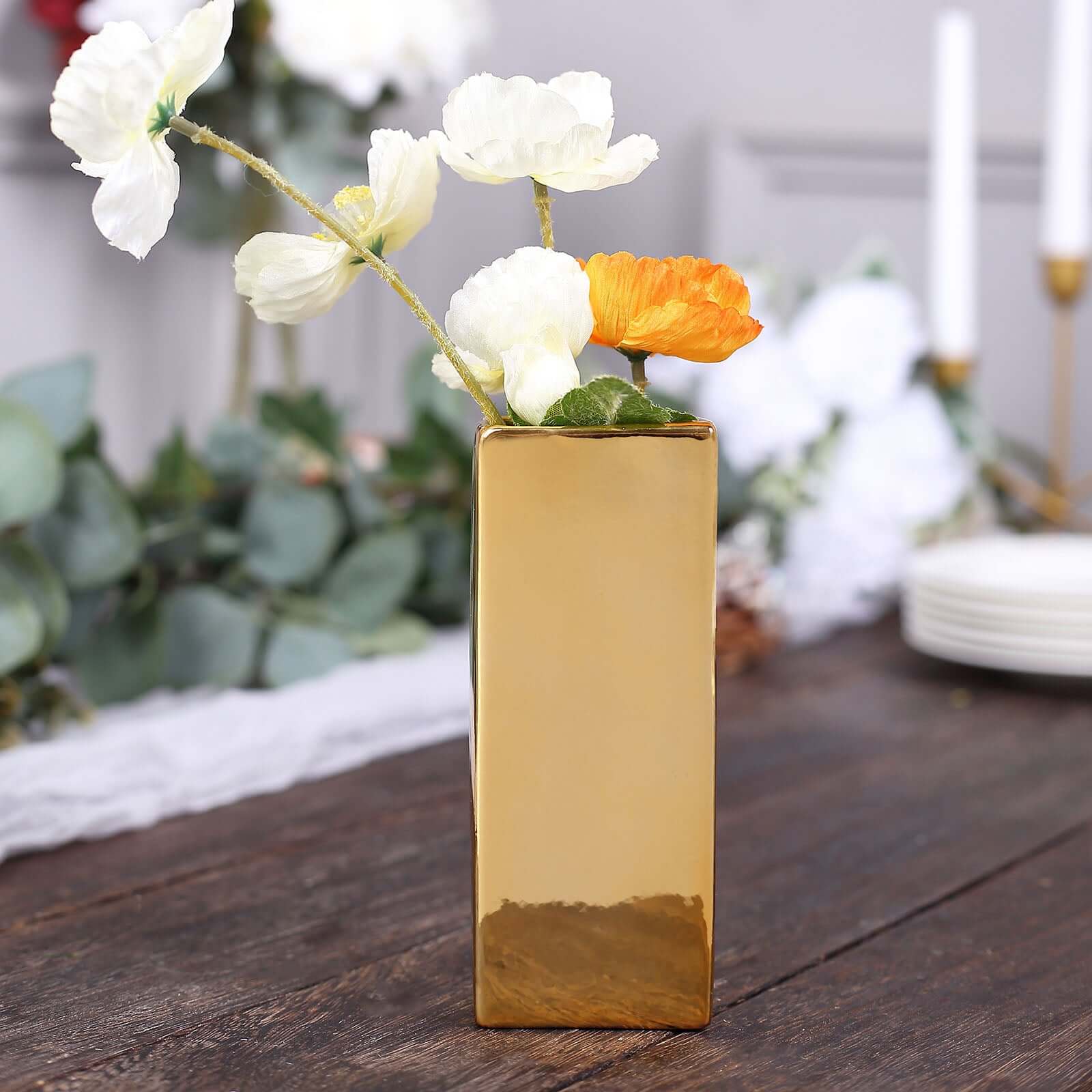 Ceramic Letter "I" Vase Shiny Gold Plated 6" - Stylish Bud Planter Pot for Table Centerpieces - Image 7