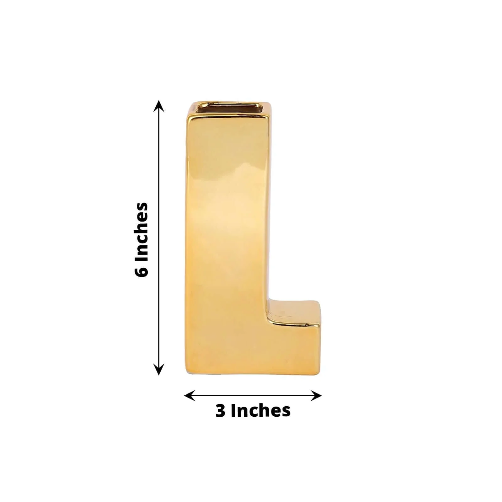 Ceramic Letter "L" Vase Shiny Gold Plated 6" - Stylish Bud Planter Pot for Table Centerpieces - Image 3