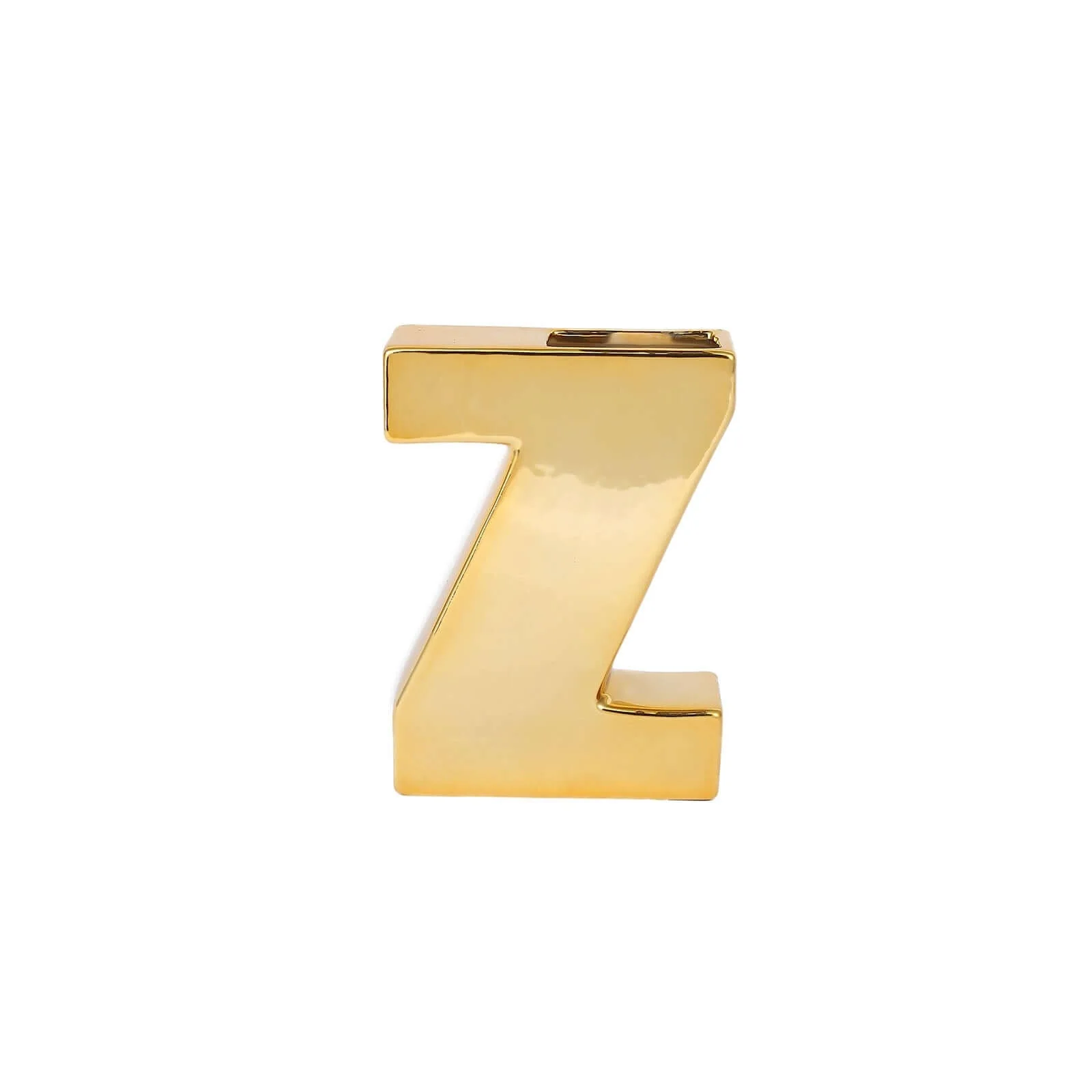 Ceramic Letter "Z" Vase Shiny Gold Plated 6" - Stylish Bud Planter Pot for Table Centerpieces - Image 5