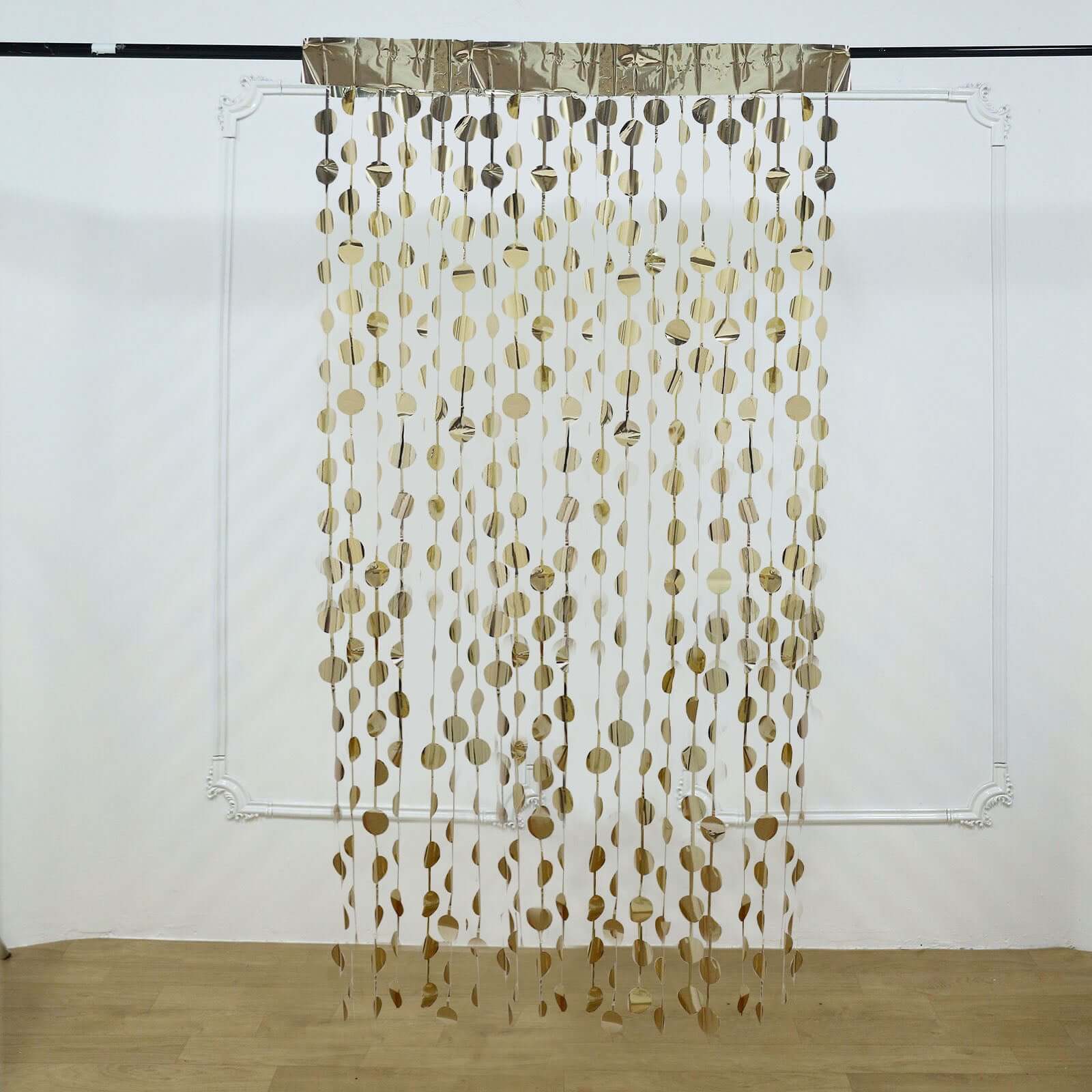 Champagne Round Chain Foil Fringe Curtain Party Backdrop, Metallic Champagne Tinsel Streamer Party Decor - Door Window Foil Curtain 3ftx6.5ft - Image 2