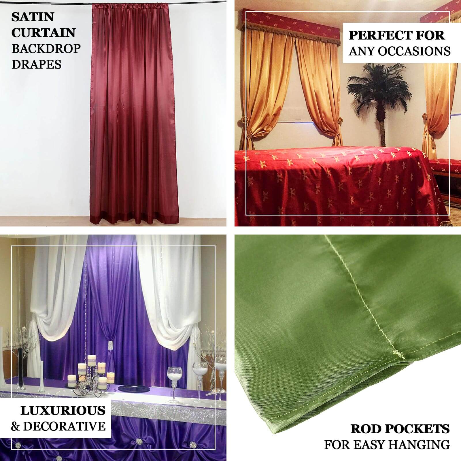 Champagne Satin Backdrop Drape Curtain, Photo Booth Event Divider Panel - 8ftx10ft - Image 4