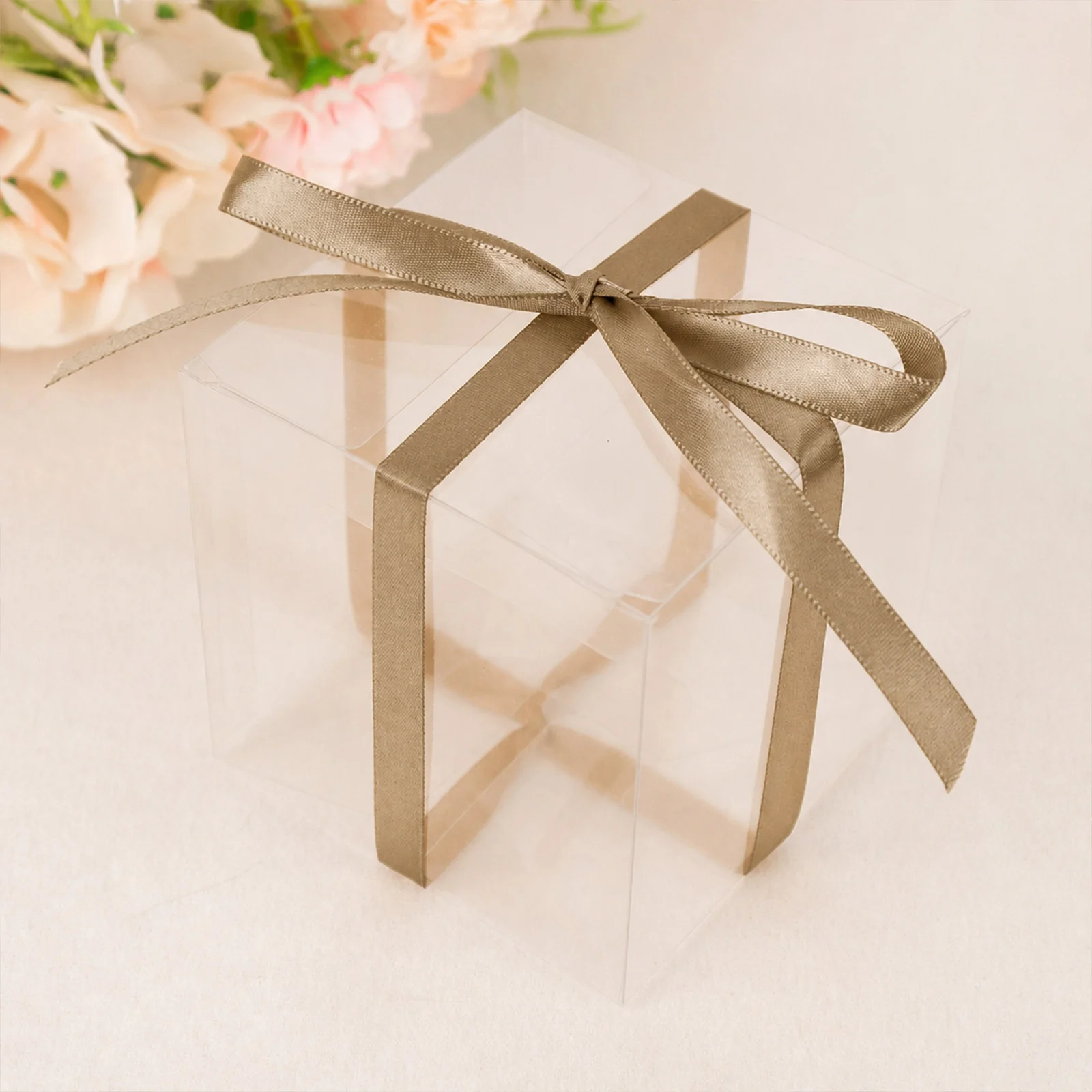 Champagne Single Face Decorative Satin Ribbon 100 Yards 3/8"