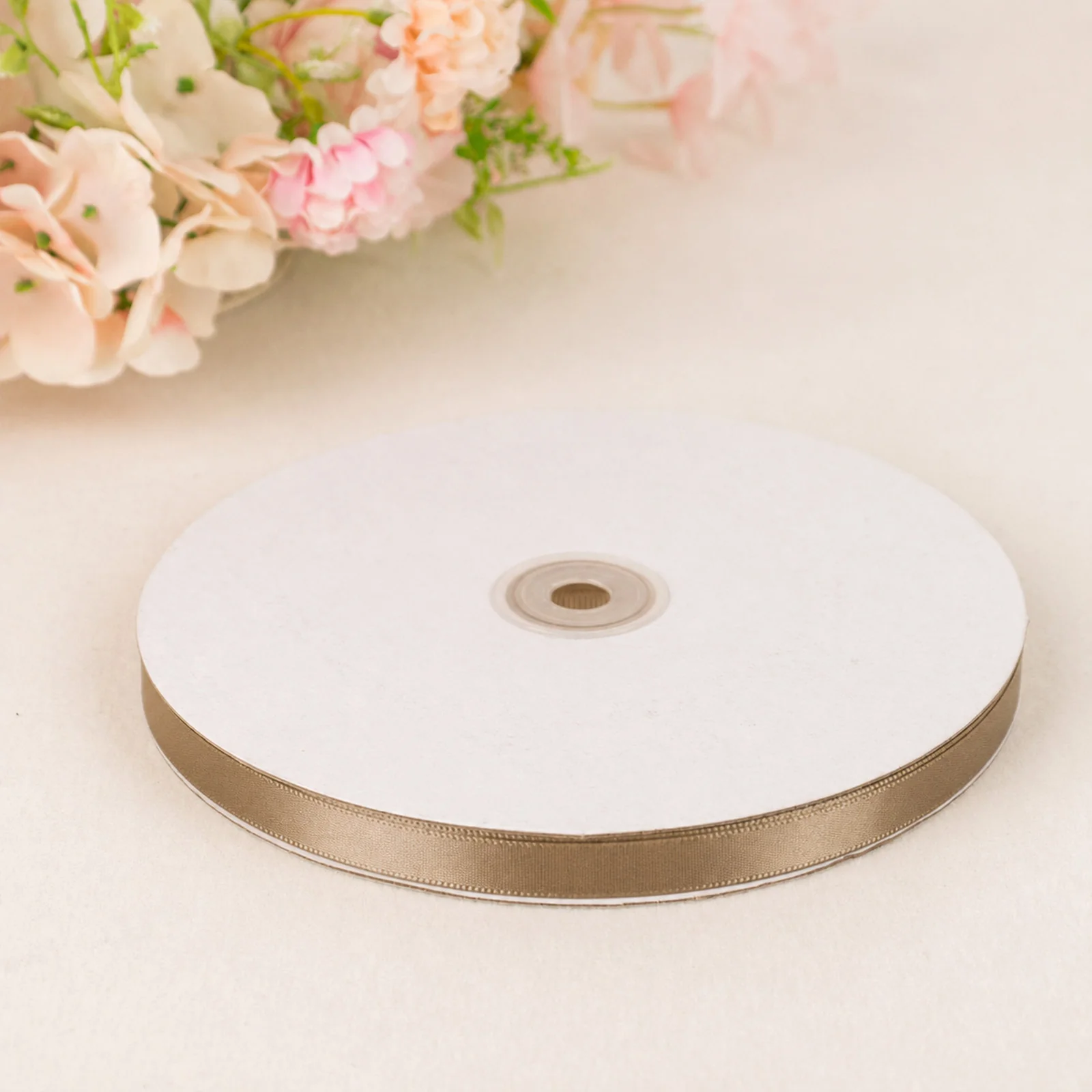 Champagne Single Face Decorative Satin Ribbon 100 Yards 3/8" - Image 3