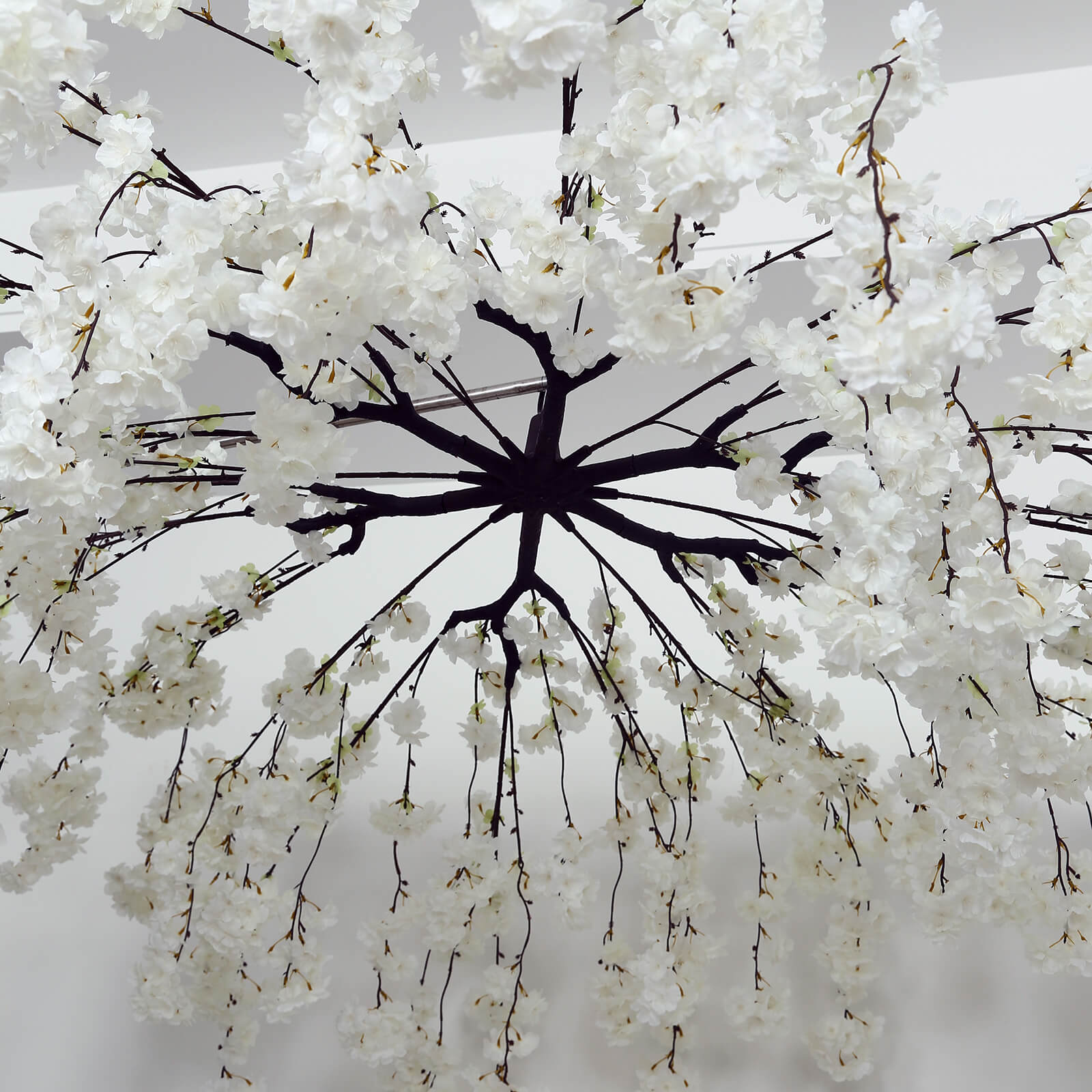 Cherry Blossom Floral Chandelier 60" White – Hanging Artificial Silk Flower Ceiling Canopy with Interchangeable Branches - Image 6