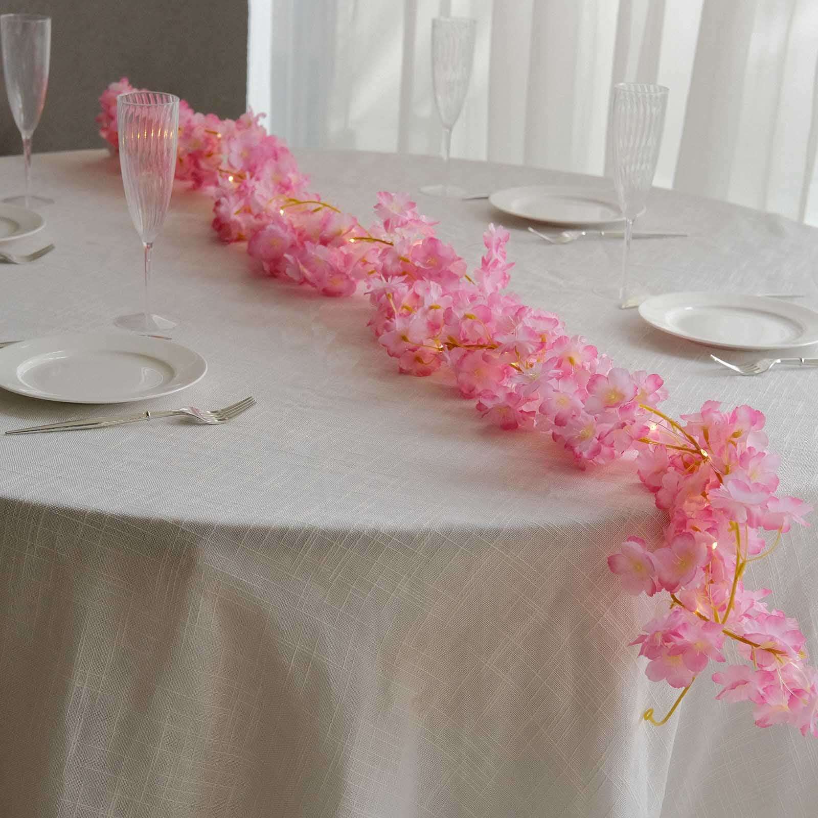 20 LED Artificial Garland String Lights 6ft Cherry Blossom Design Pink Warm White - Battery Operated Hanging Lights
