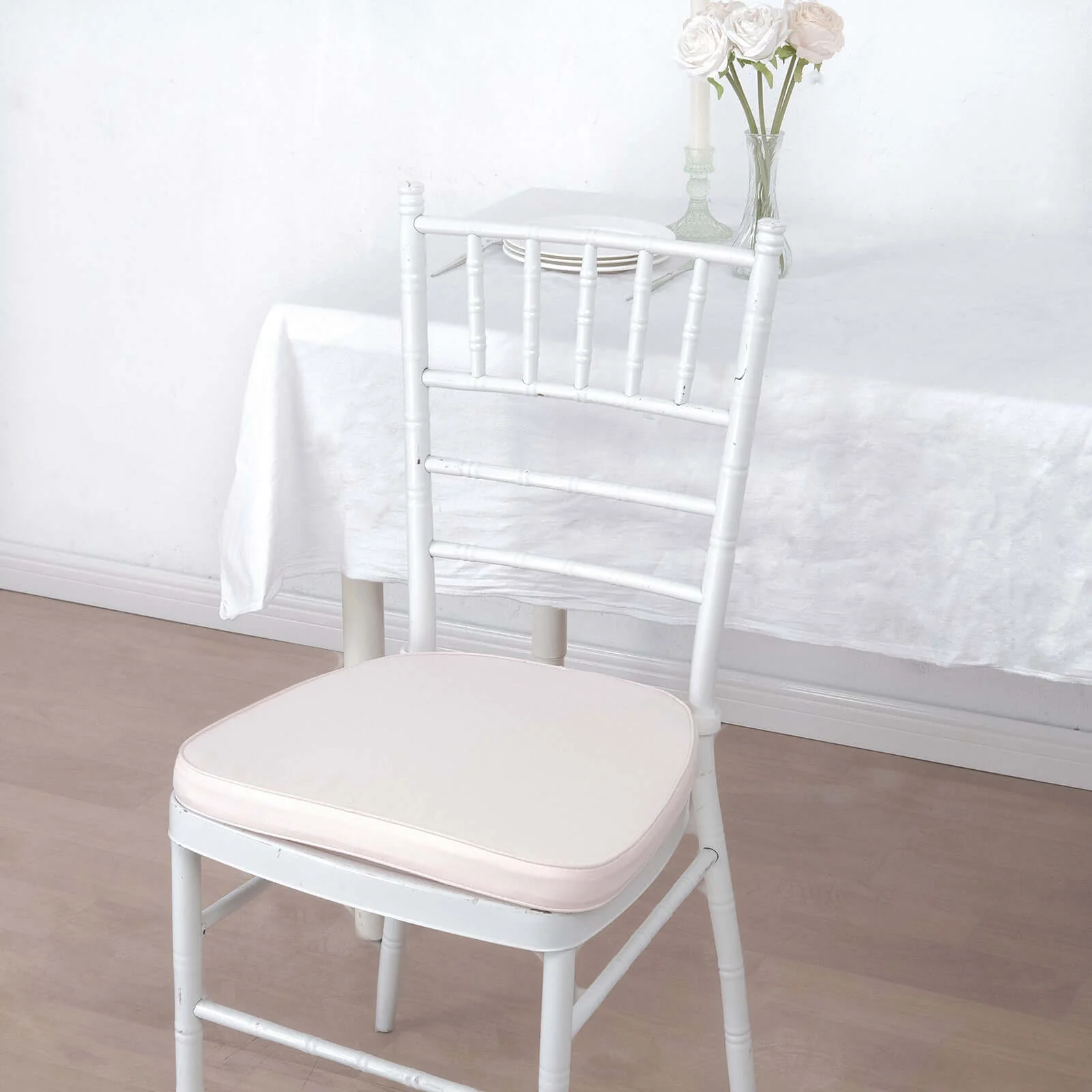 Chiavari Chair Pad Memory Foam 1.5" Thick with Ties Blush - Removable Cover - Image 7