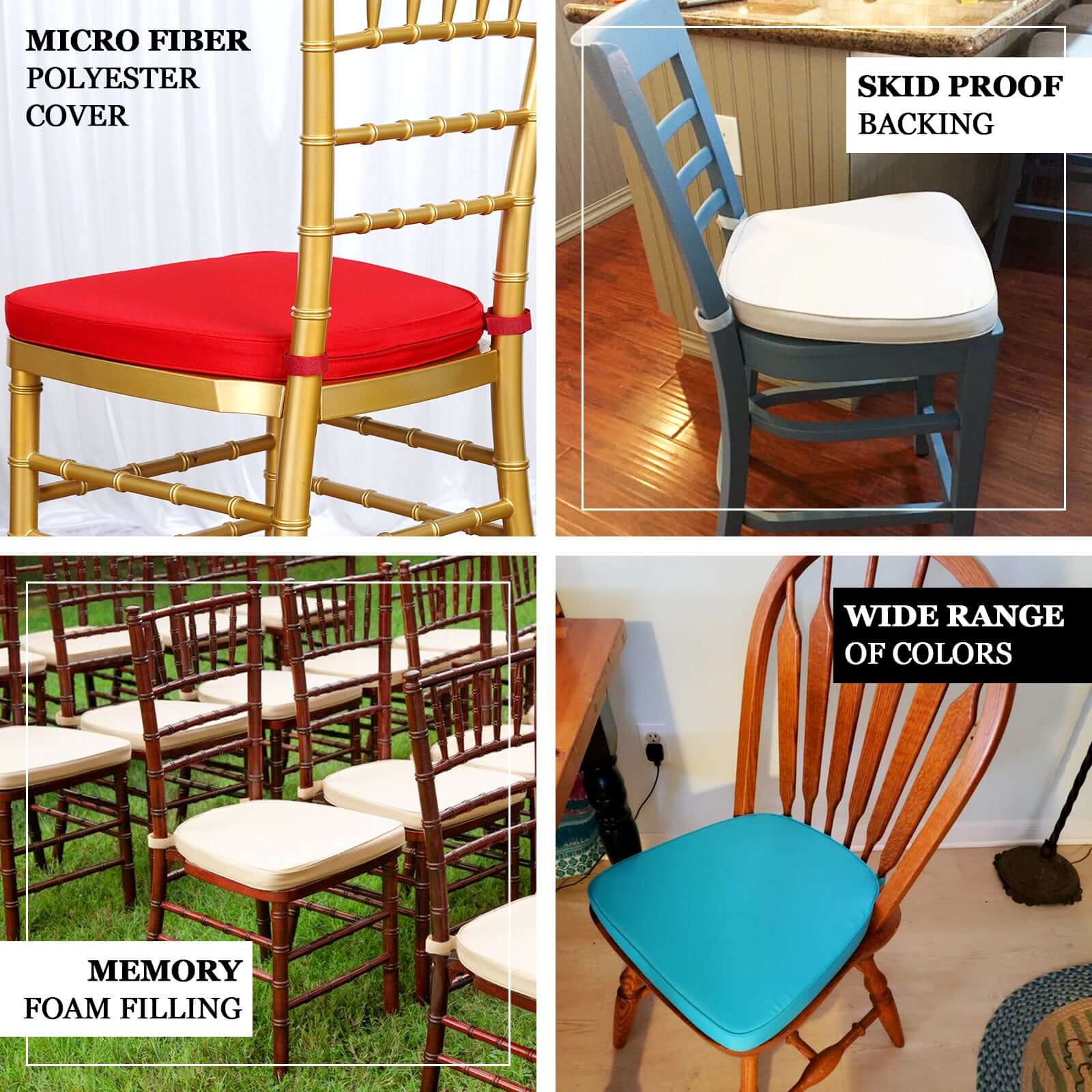 Chiavari Chair Pad Memory Foam 1.5" Thick with Ties Dusty Rose - Removable Cover - Image 4