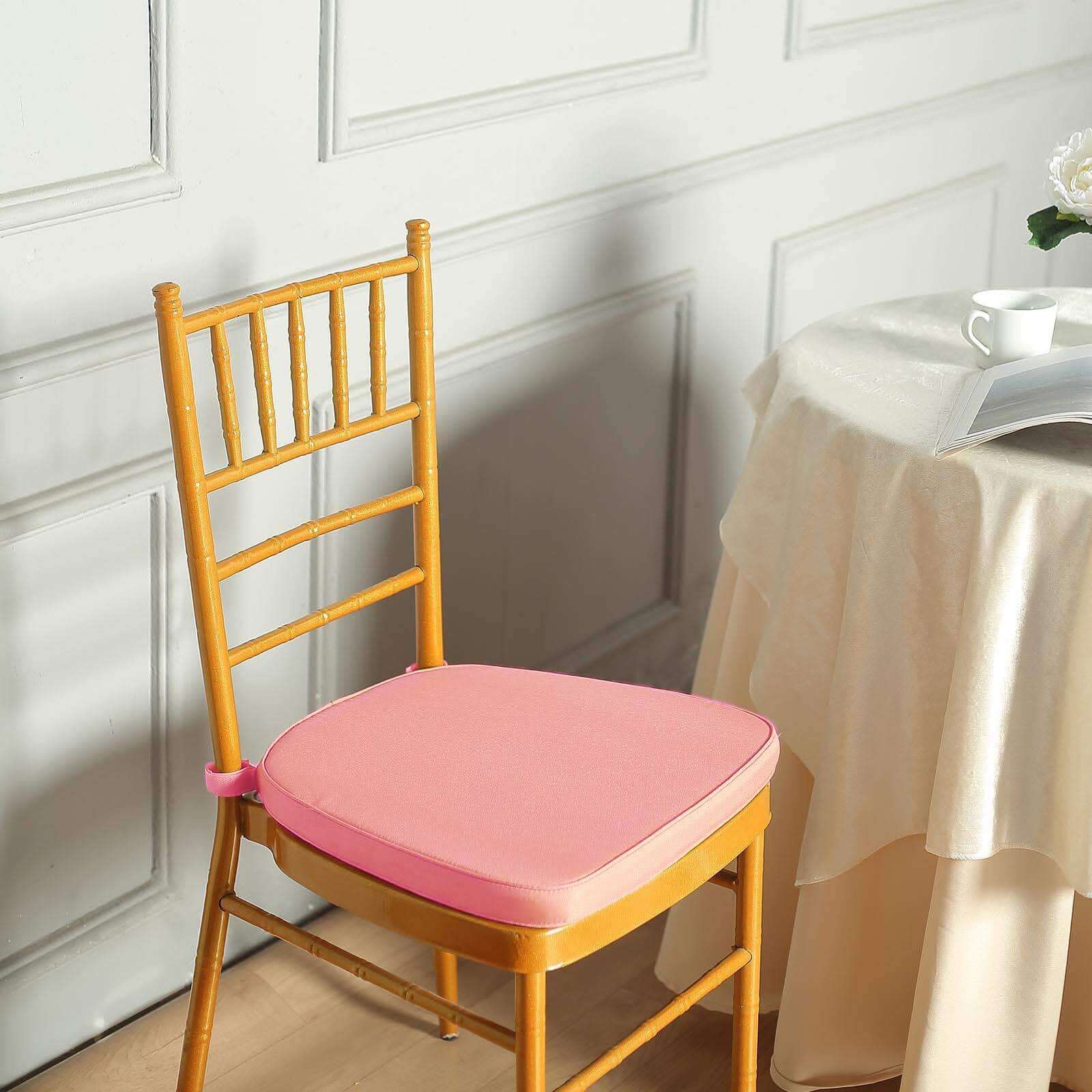 Chiavari Chair Pad Memory Foam 1.5" Thick with Ties Dusty Rose - Removable Cover - Image 7