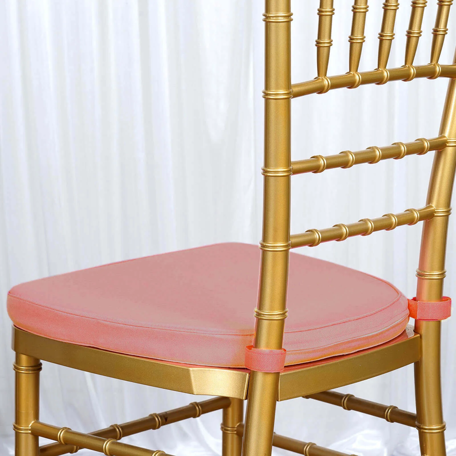 Chiavari Chair Pad Memory Foam 1.5" Thick with Ties Dusty Rose - Removable Cover - Image 8