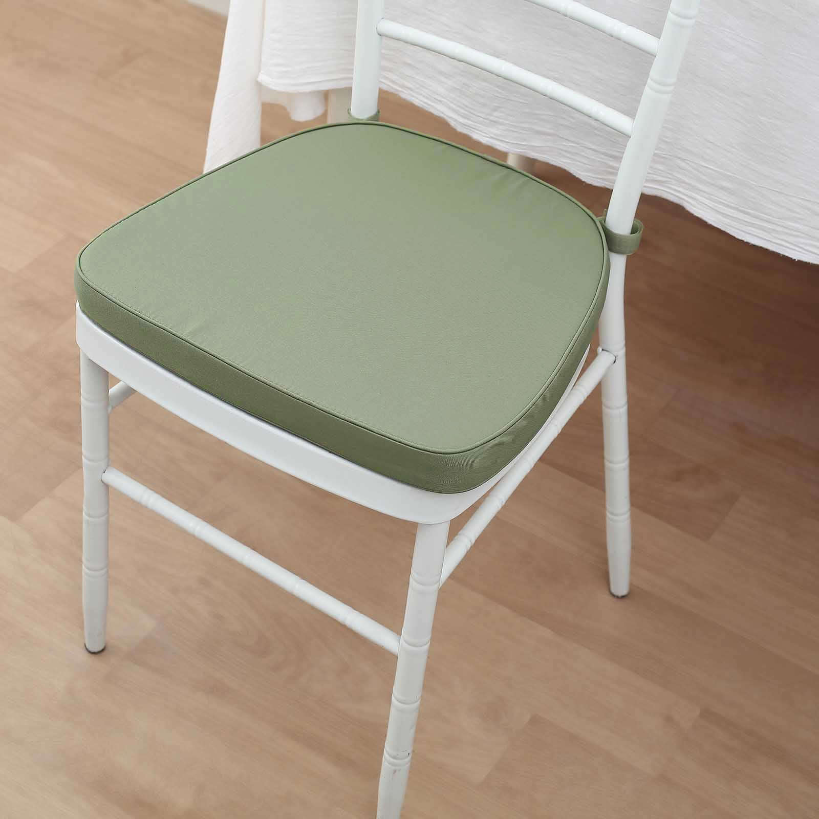 Chiavari Chair Pad Memory Foam 1.5" Thick with Ties Dusty Sage Green - Removable Cover - Image 2