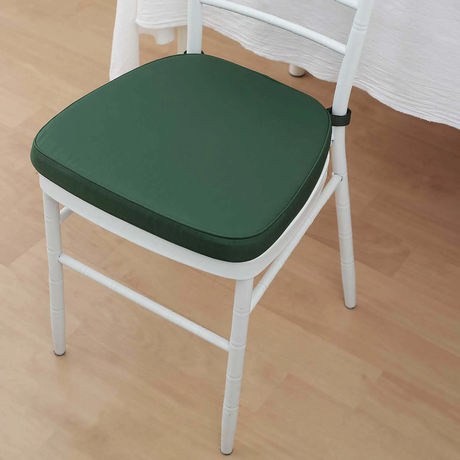 Chiavari Chair Pad Memory Foam 1.5" Thick with Ties Hunter Emerald Green - Removable Cover - Image 2