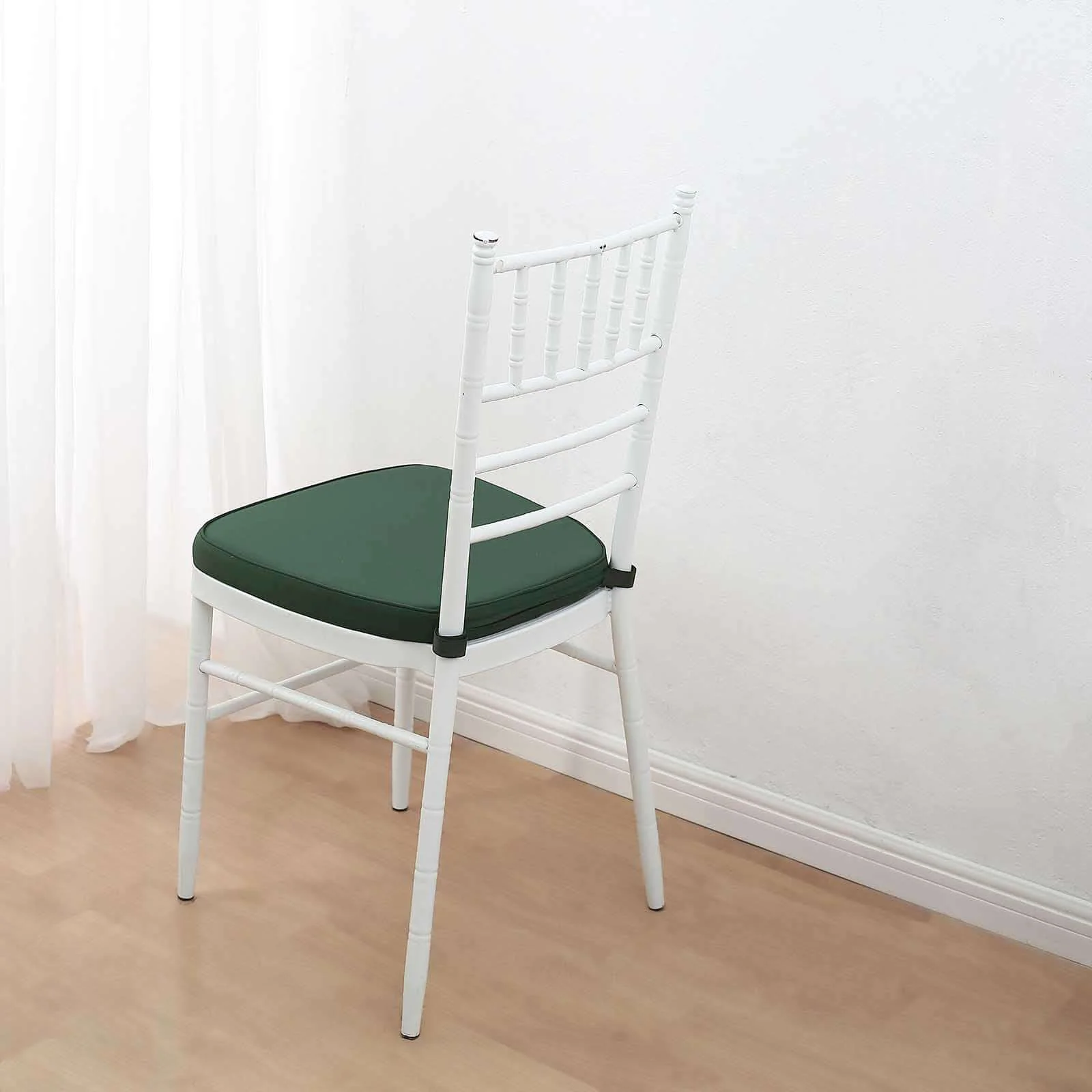 Chiavari Chair Pad Memory Foam 1.5" Thick with Ties Hunter Emerald Green - Removable Cover - Image 7