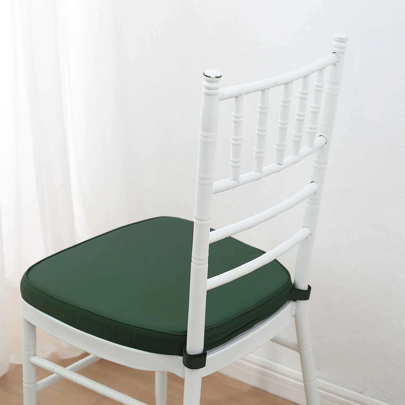 Chiavari Chair Pad Memory Foam 1.5" Thick with Ties Hunter Emerald Green - Removable Cover - Image 9
