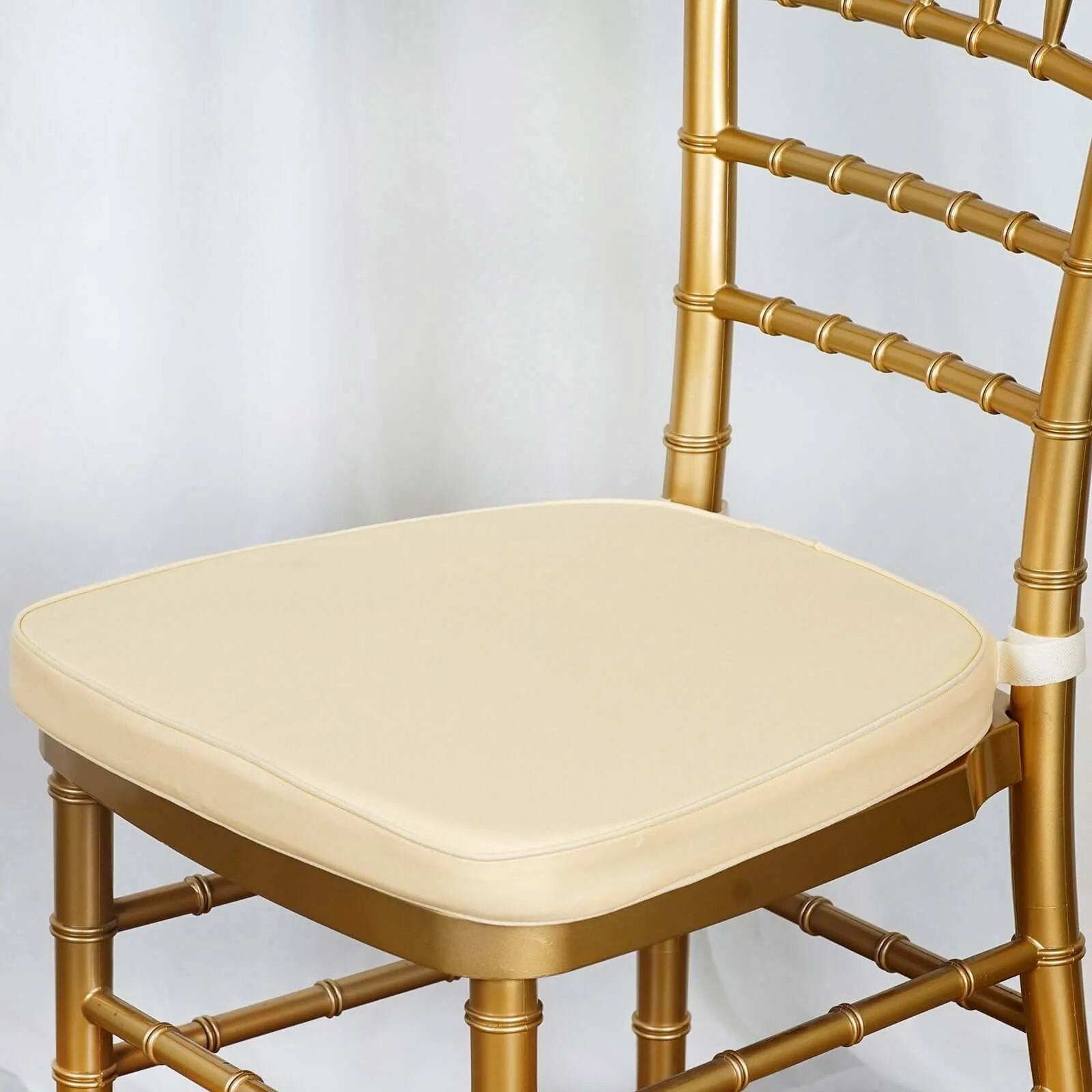 Chiavari Chair Pad Memory Foam 1.5" Thick with Ties Ivory - Removable Cover - Image 8