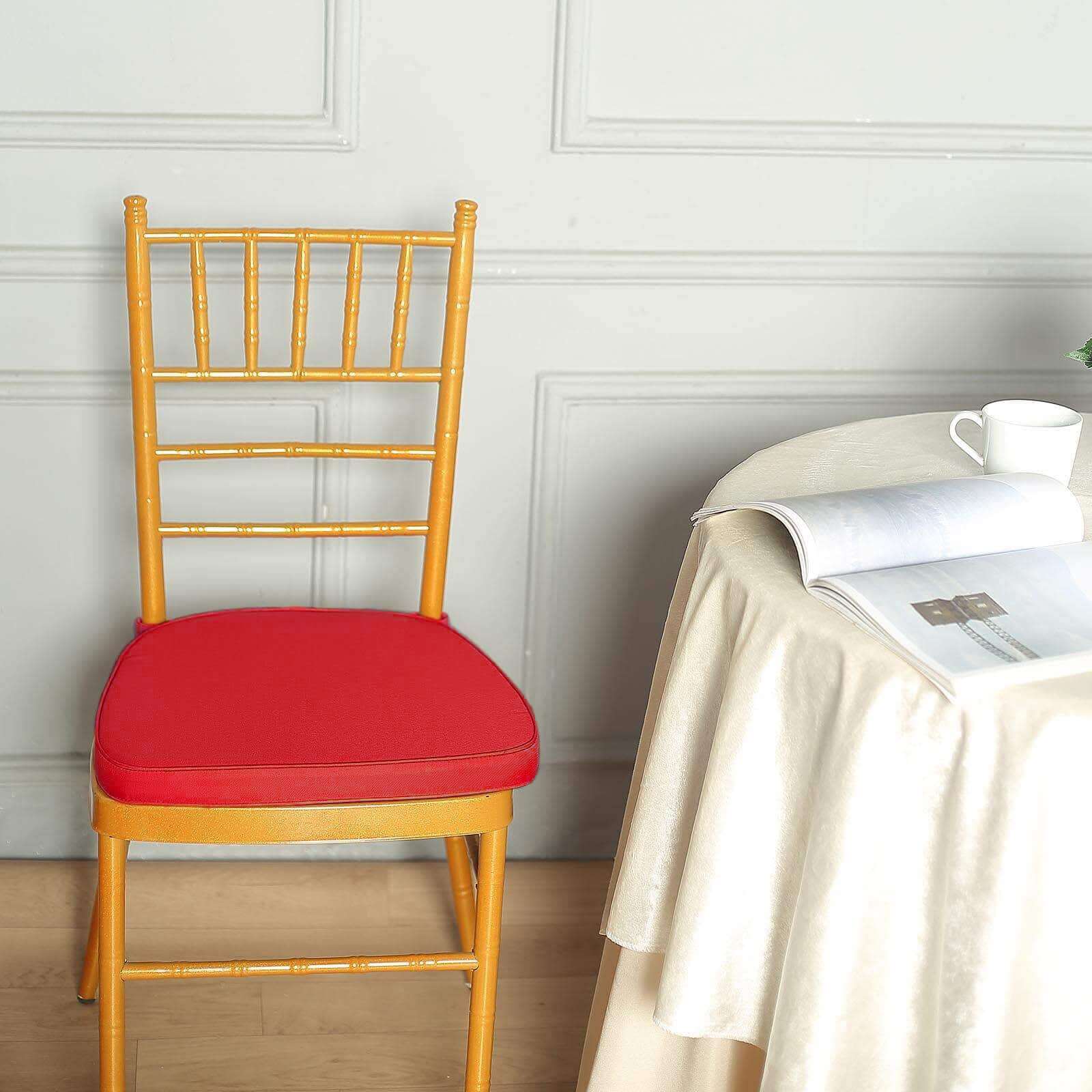 Chiavari Chair Pad Memory Foam 1.5" Thick with Ties Red - Removable Cover - Image 7
