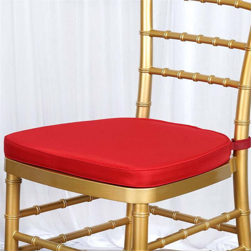 Chiavari Chair Pad Memory Foam 1.5" Thick with Ties Red - Removable Cover - Image 8