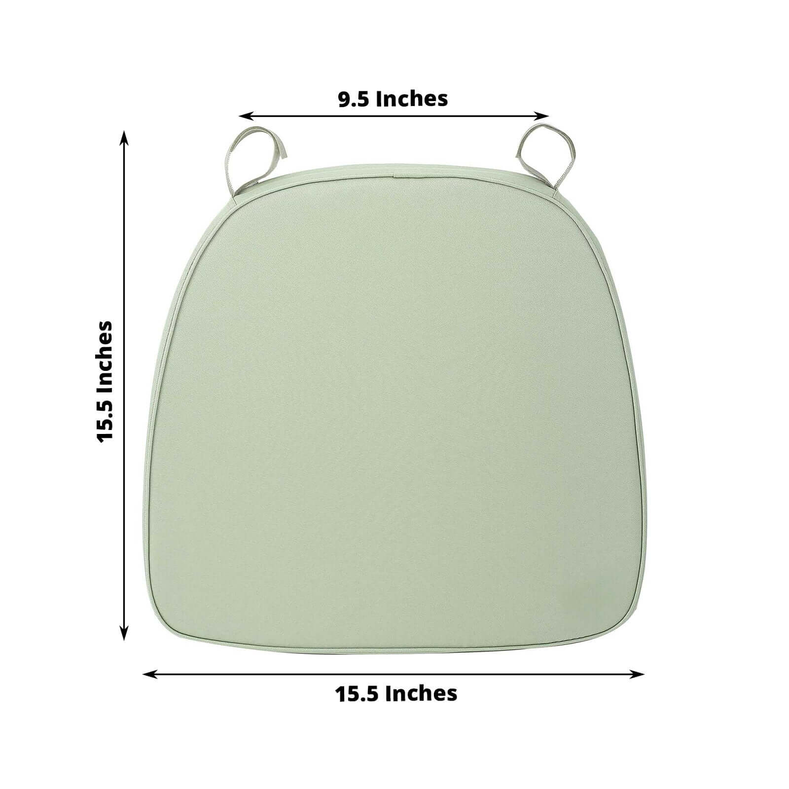 Chiavari Chair Pad Memory Foam 1.5" Thick with Ties Sage Green - Removable Cover - Image 3
