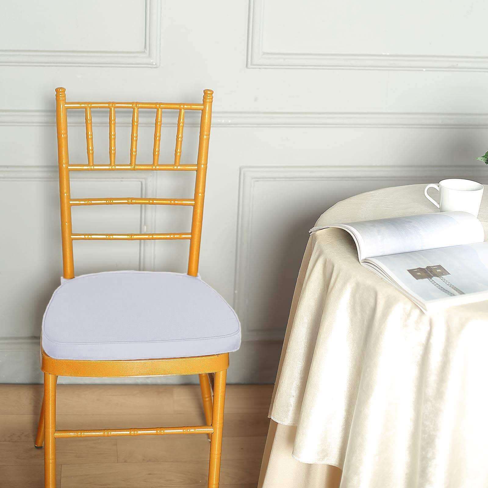 Chiavari Chair Pad Memory Foam 1.5" Thick with Ties Silver - Removable Cover - Image 7