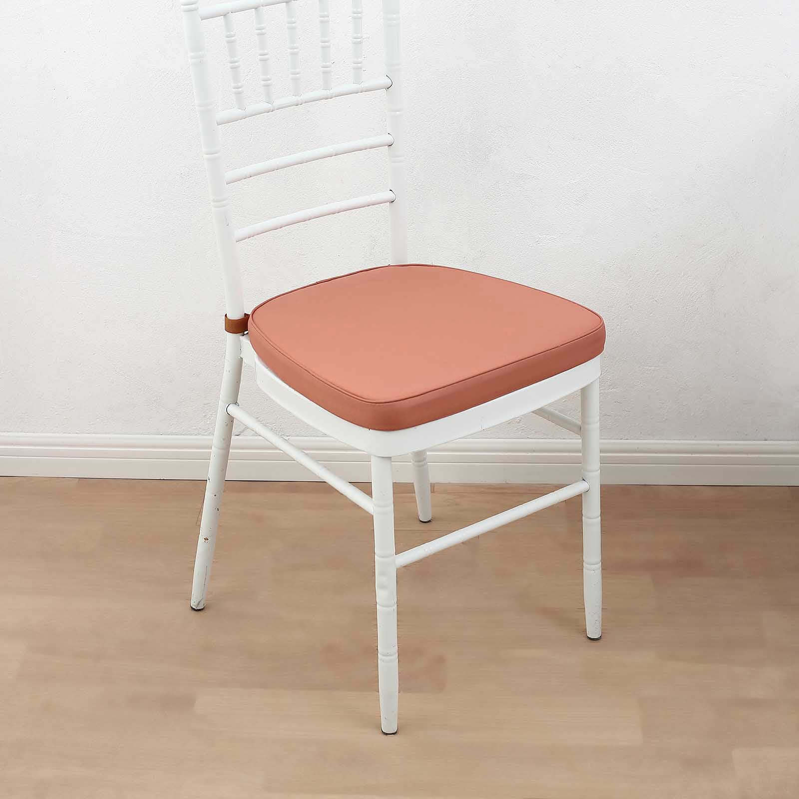 Chiavari Chair Pad Memory Foam 1.5" Thick with Ties Terracotta (Rust) - Removable Cover - Image 10