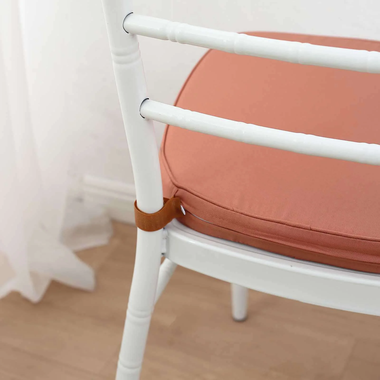Chiavari Chair Pad Memory Foam 1.5" Thick with Ties Terracotta (Rust) - Removable Cover - Image 11