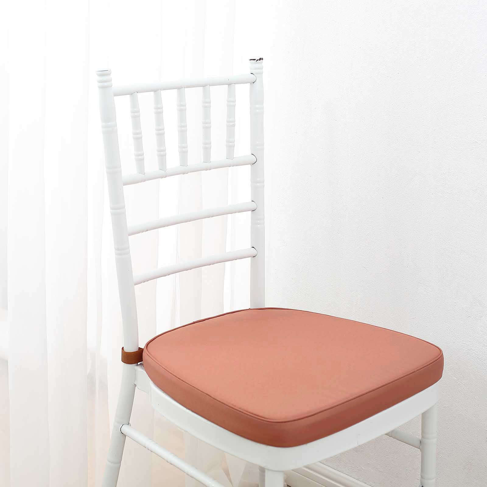 Chiavari Chair Pad Memory Foam 1.5" Thick with Ties Terracotta (Rust) - Removable Cover - Image 12