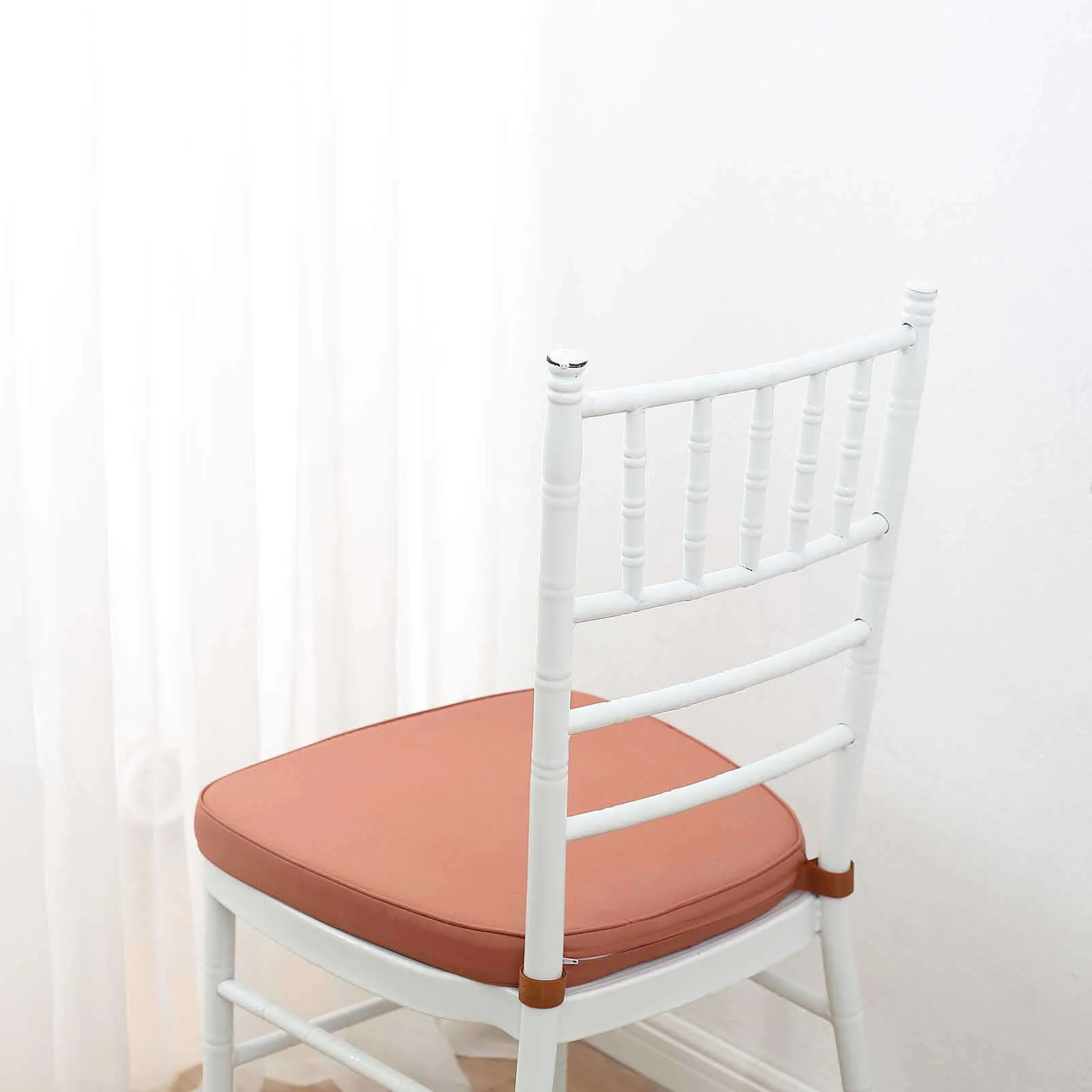 Chiavari Chair Pad Memory Foam 1.5" Thick with Ties Terracotta (Rust) - Removable Cover - Image 7